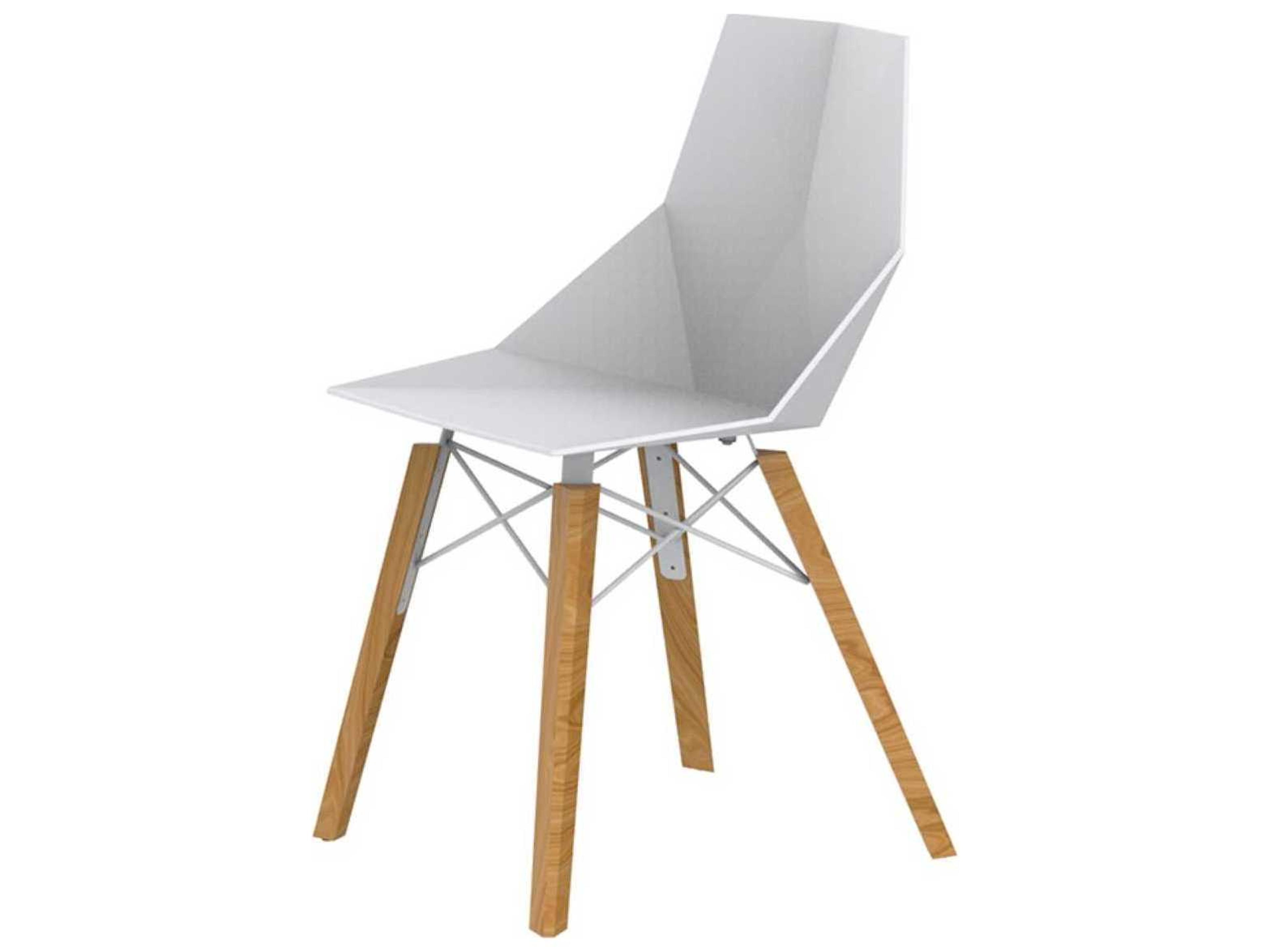 Vondom Faz Wood Beech White Side Dining Chair Set of 4