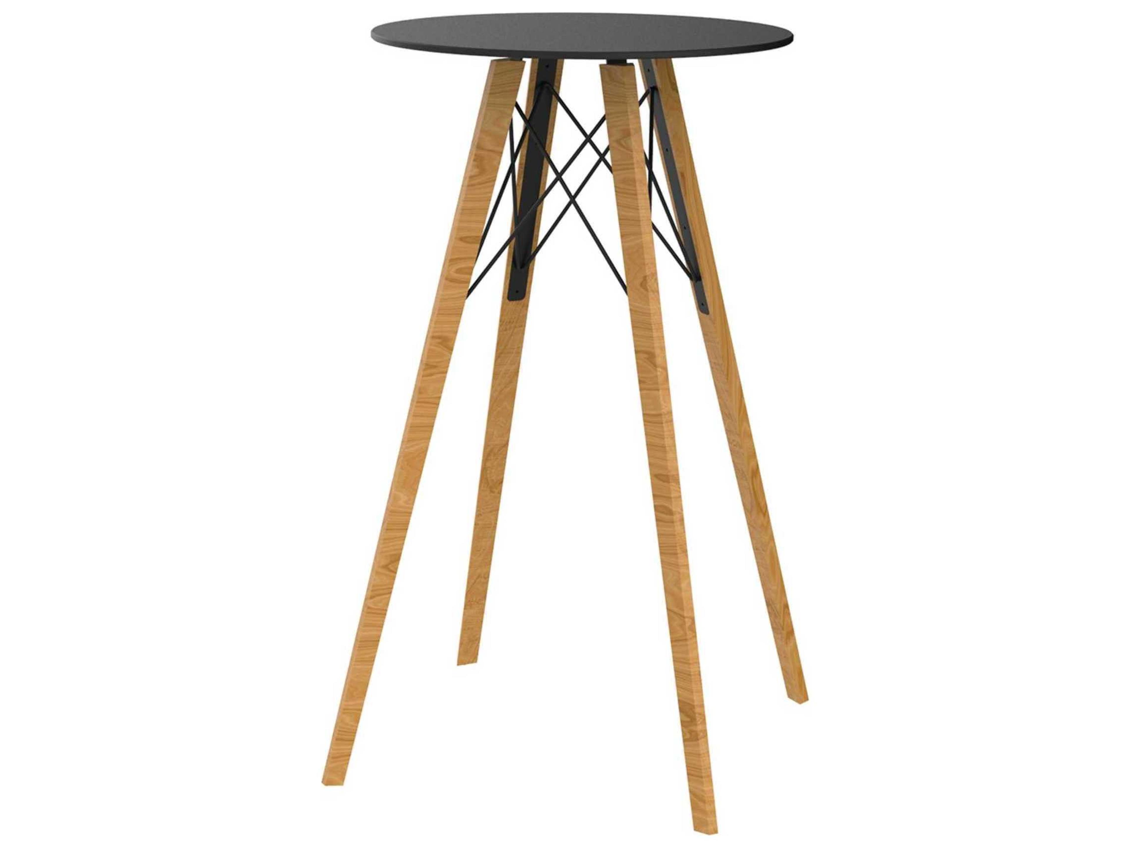 Vondom Faz Wood Round Plastic Bar Table