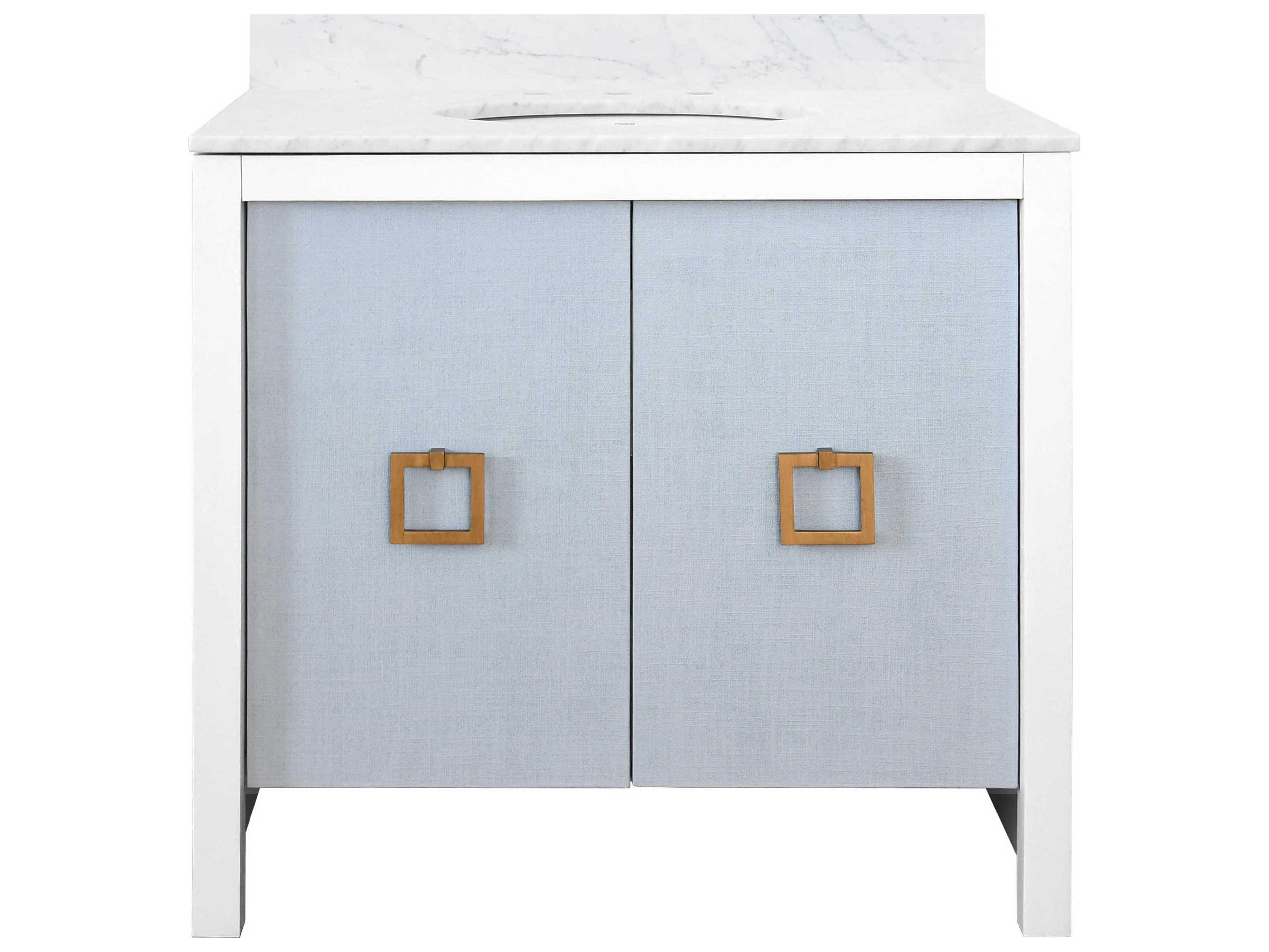 Worlds Away Lacquered Light Blue Linen / Matte White Lacquer 36" Vanity