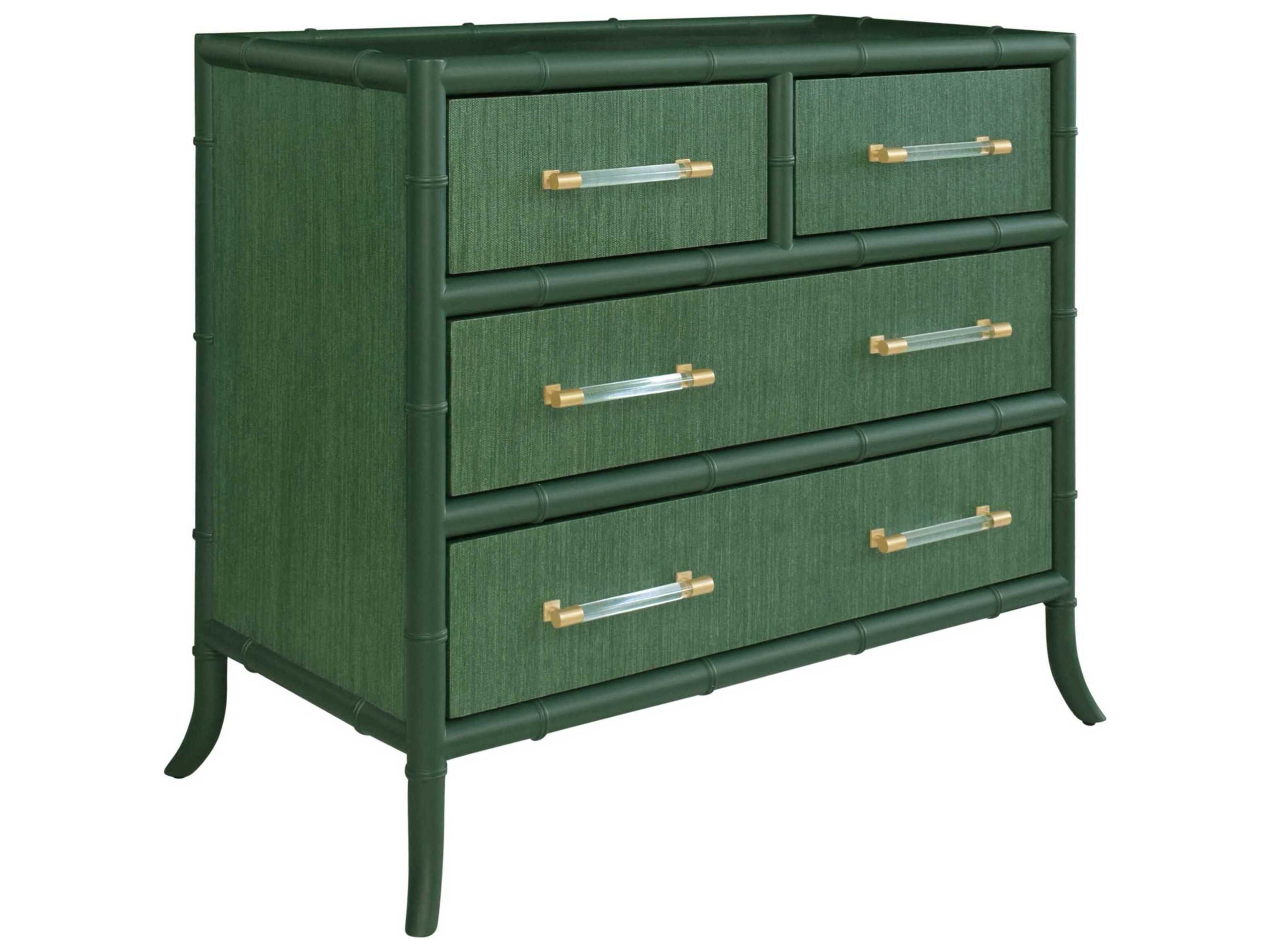 Worlds Away 4-Drawers Green Bamboo Wood Dresser