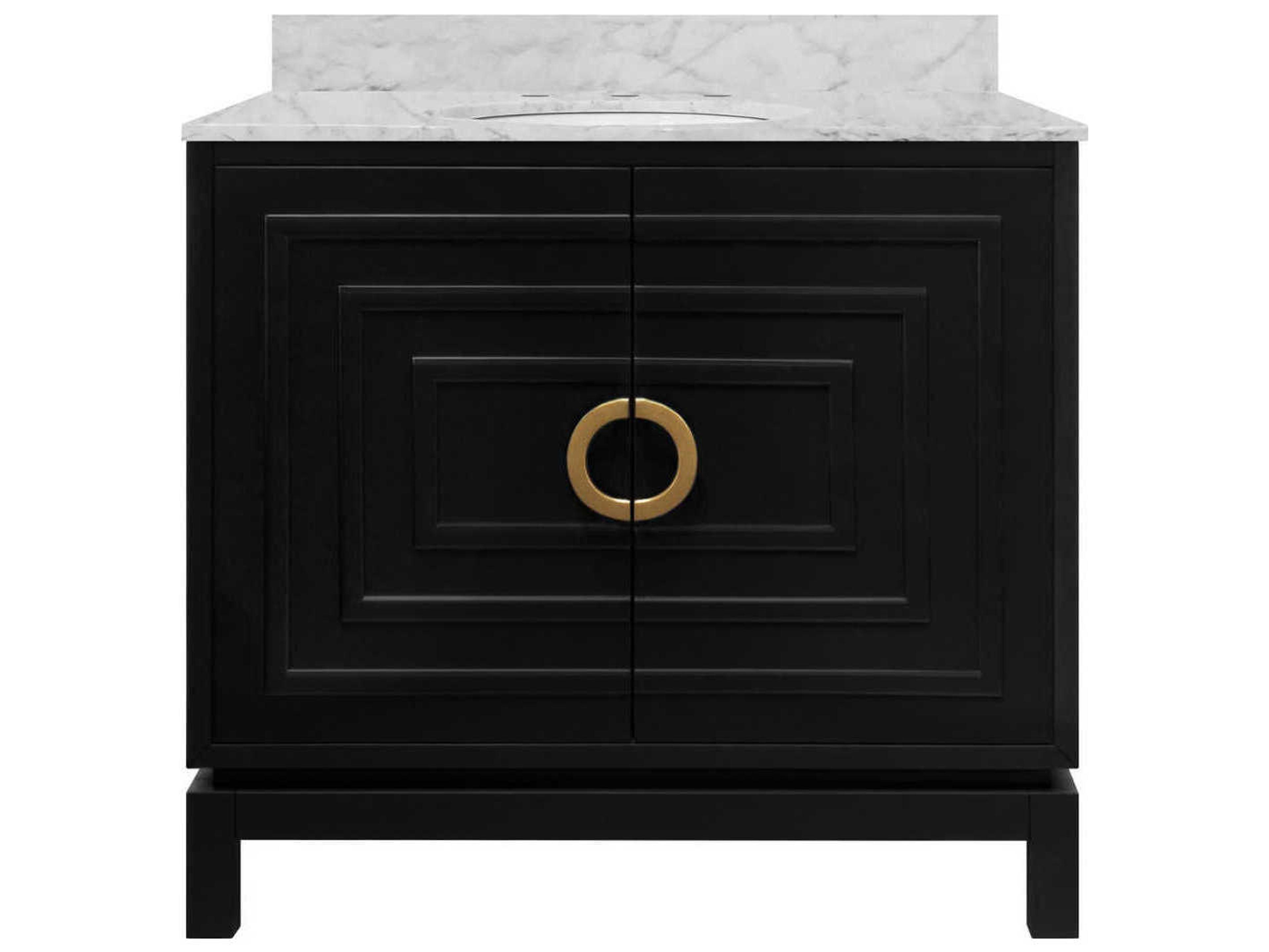 Worlds Away White Marble / Matte Black Vanity