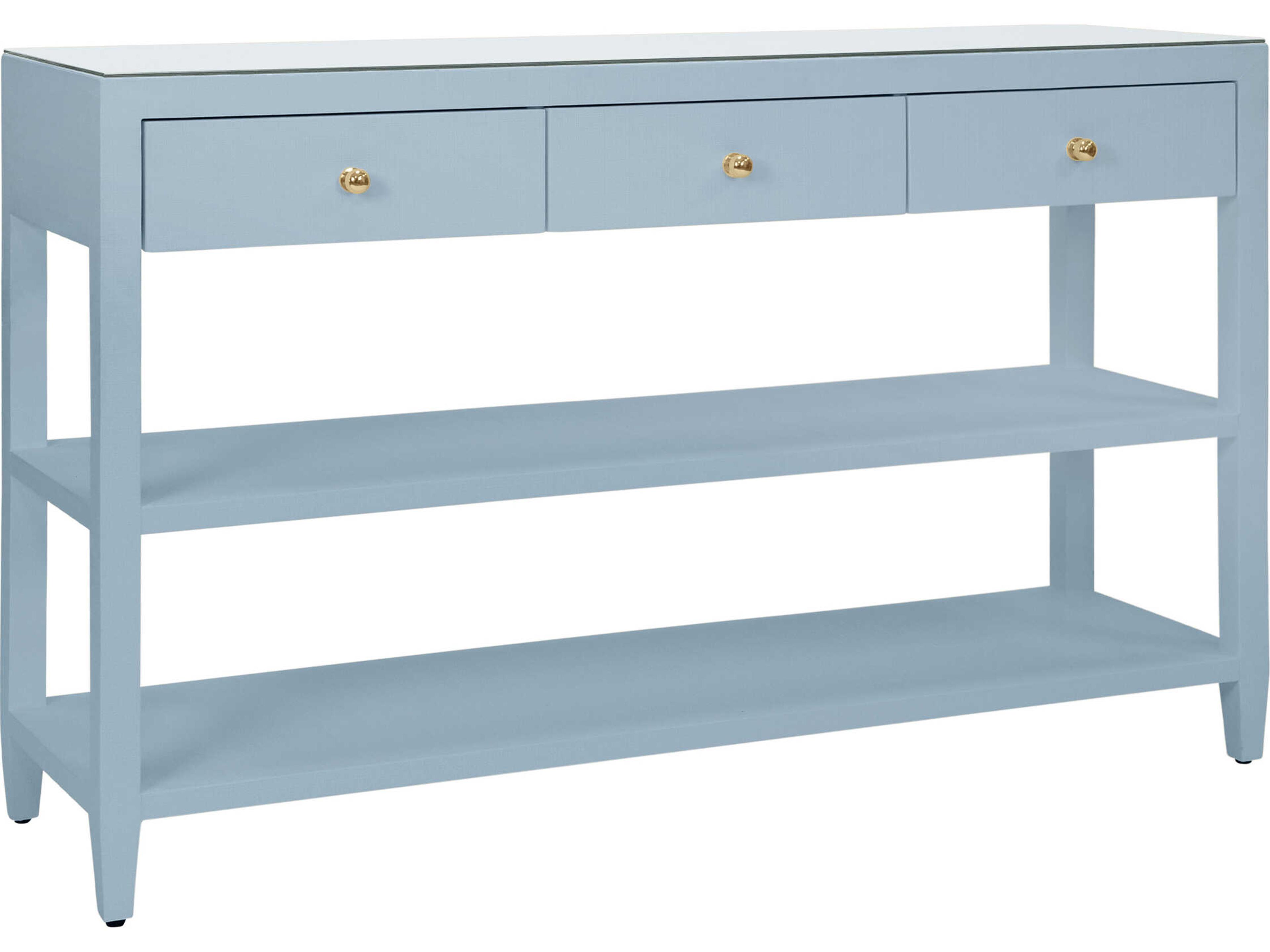 Worlds Away Briar Rectangular Wood Blue Console Table