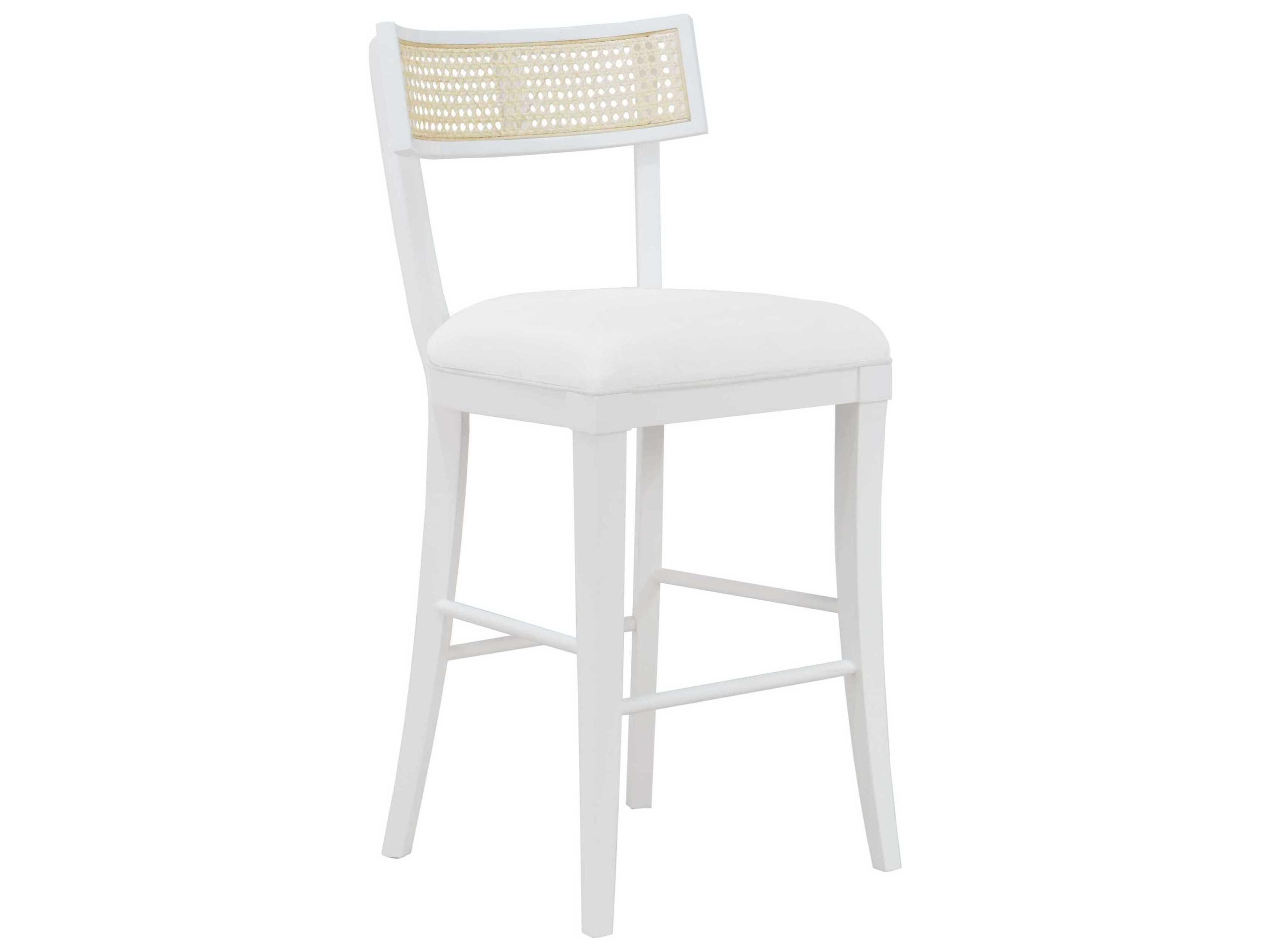Worlds Away Upholstered Matte White Lacquer Counter Stool