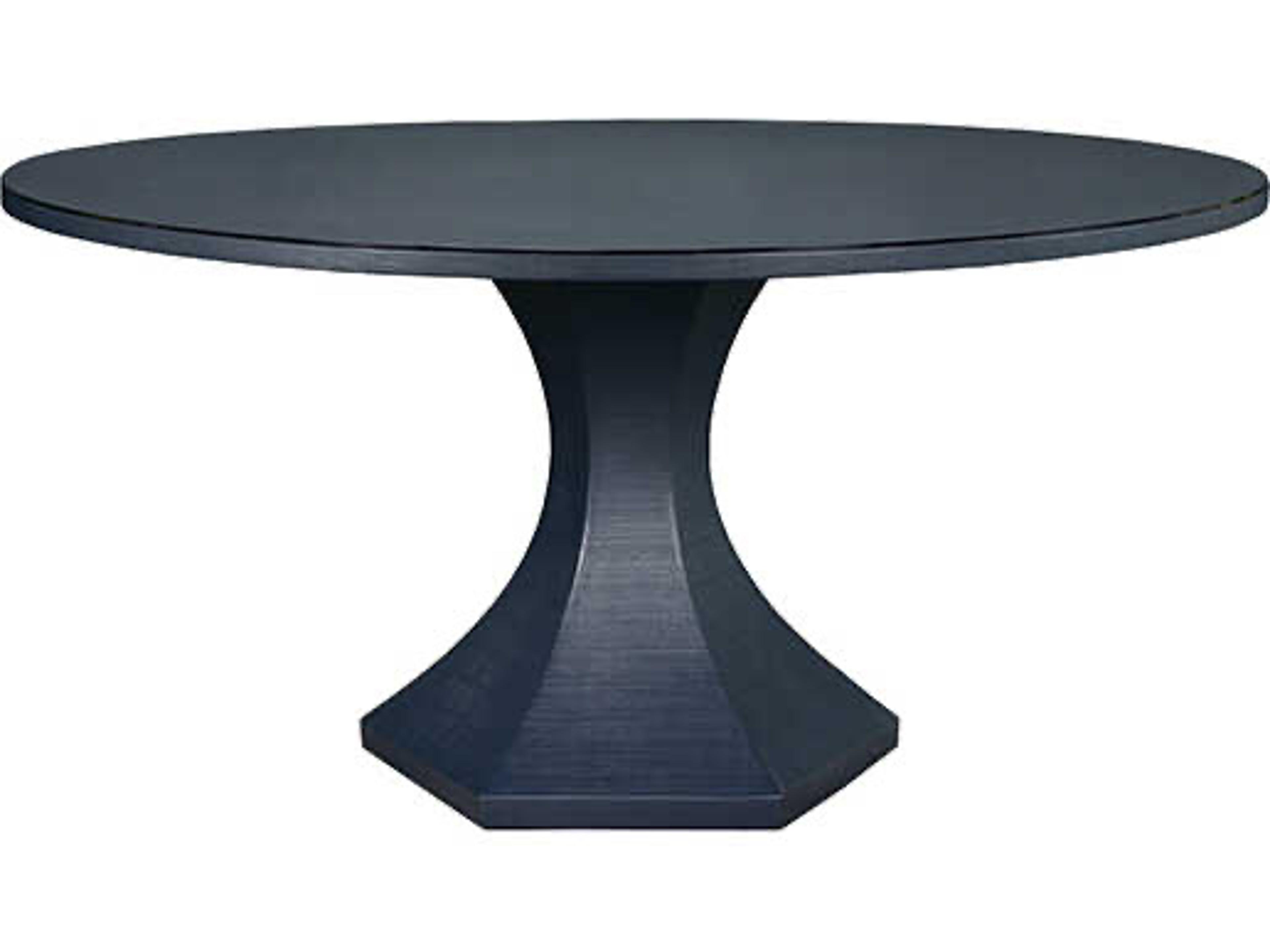 Worlds Away Bryce Round Wood Blue Dining Table