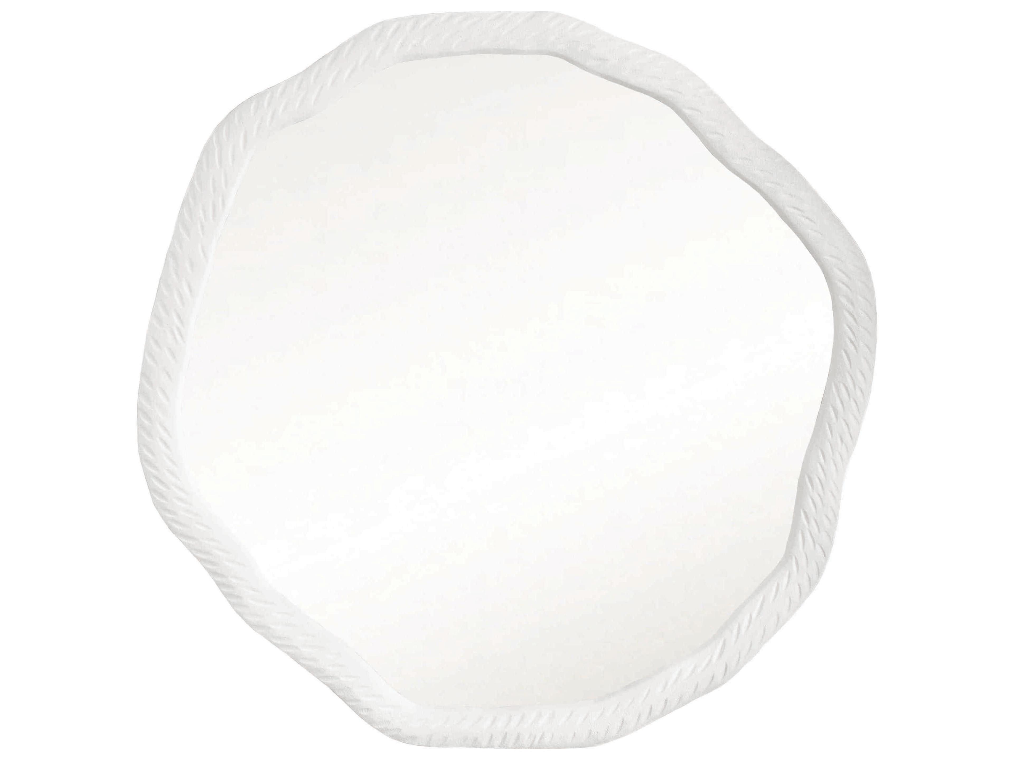 Worlds Away Matte White Round Wall Mirror 