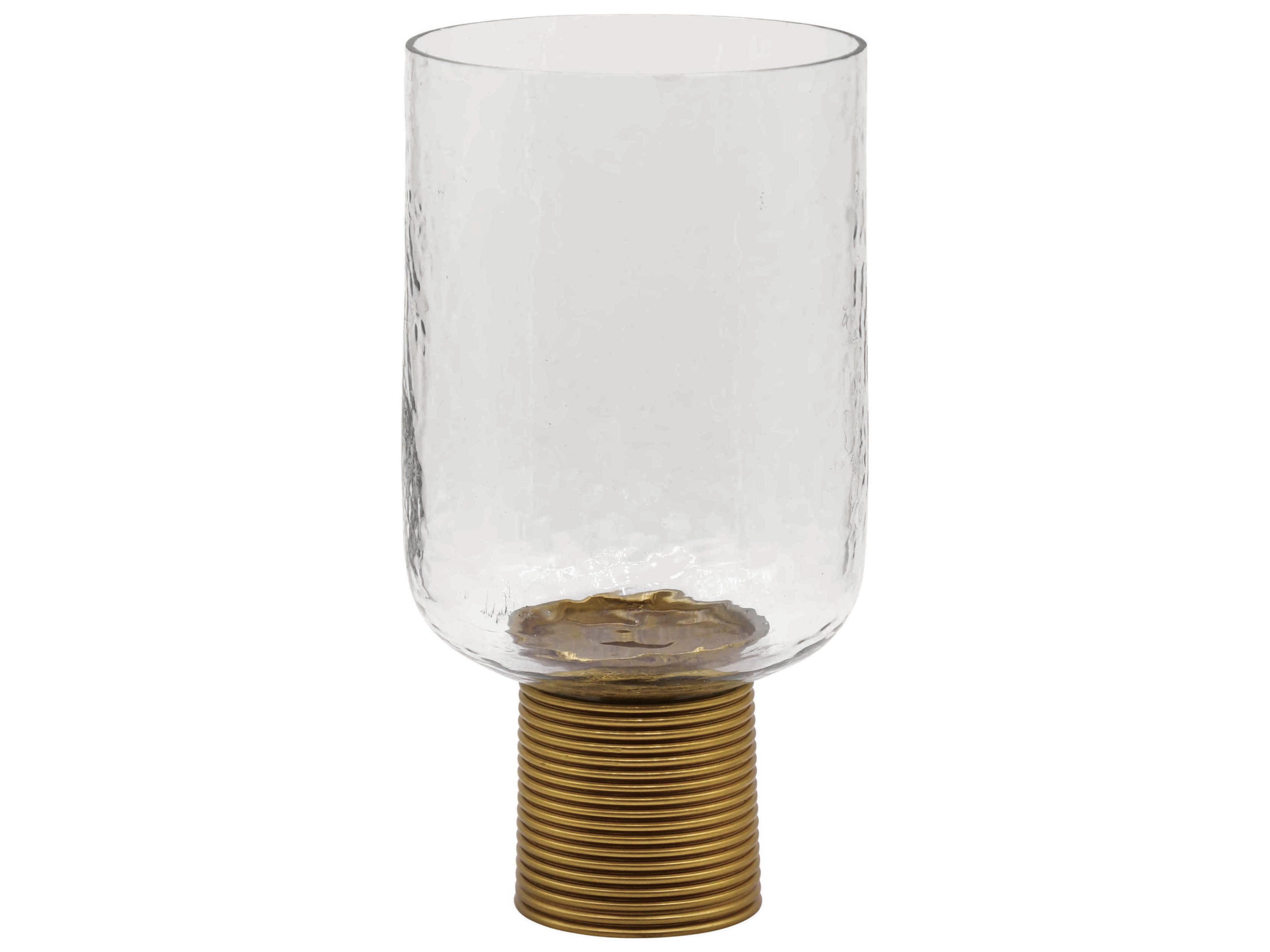 Worlds Away Large Ribbed Brass / Glass Candle Votive