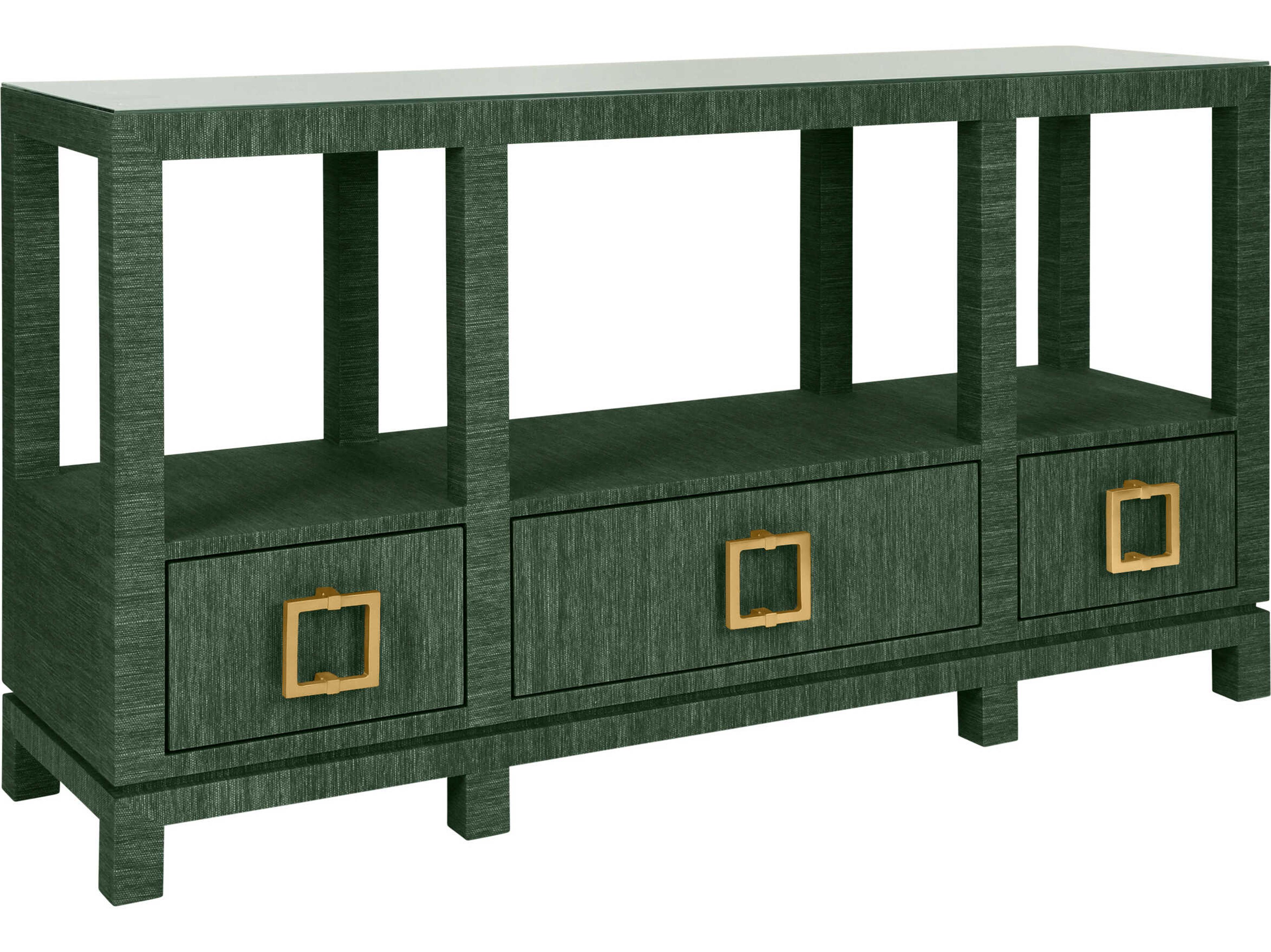 Worlds Away Campbell Rectangular Wood Green Console Table