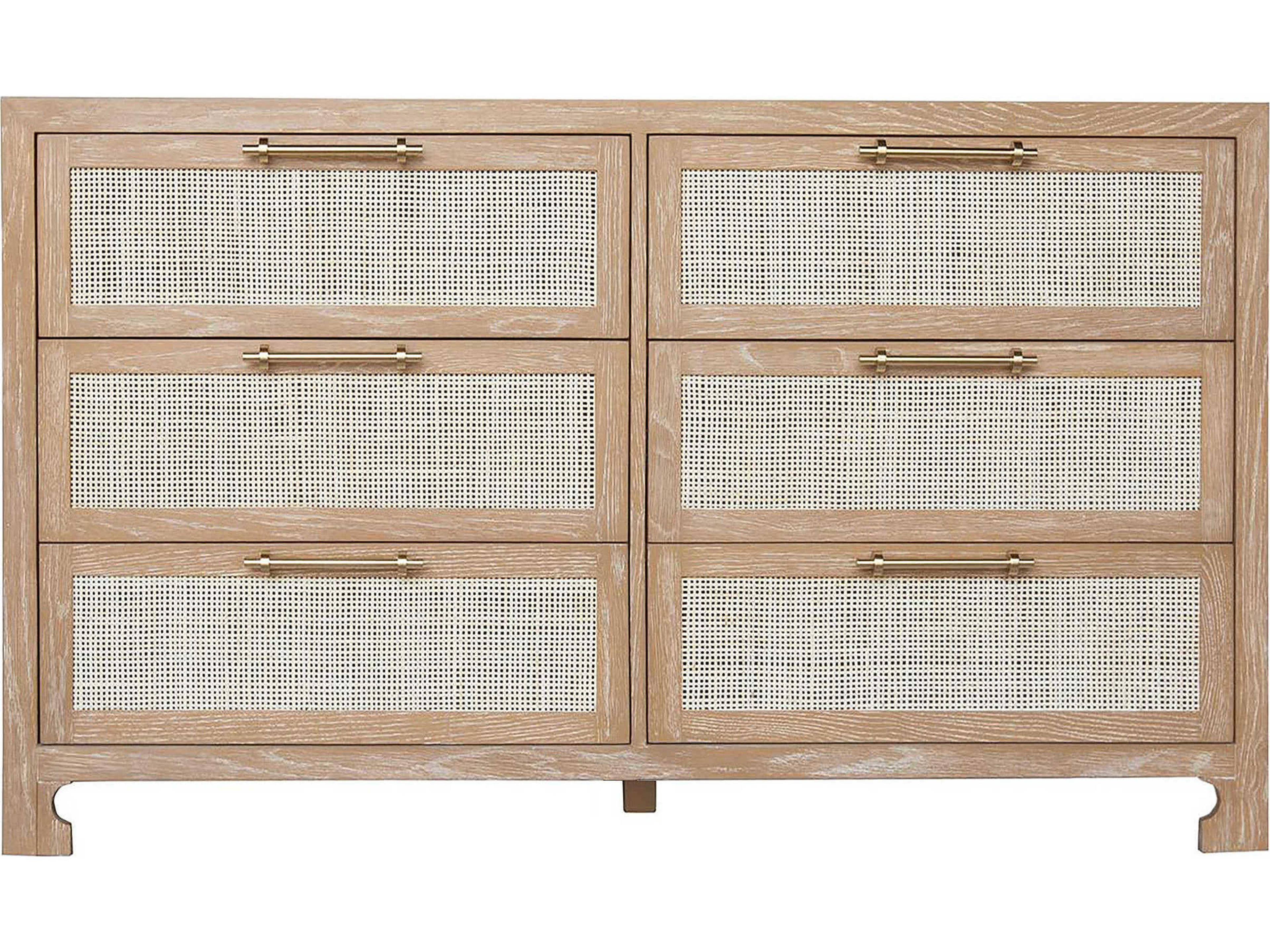 Worlds Away 6-Drawers Brown Hardwood Double Dresser