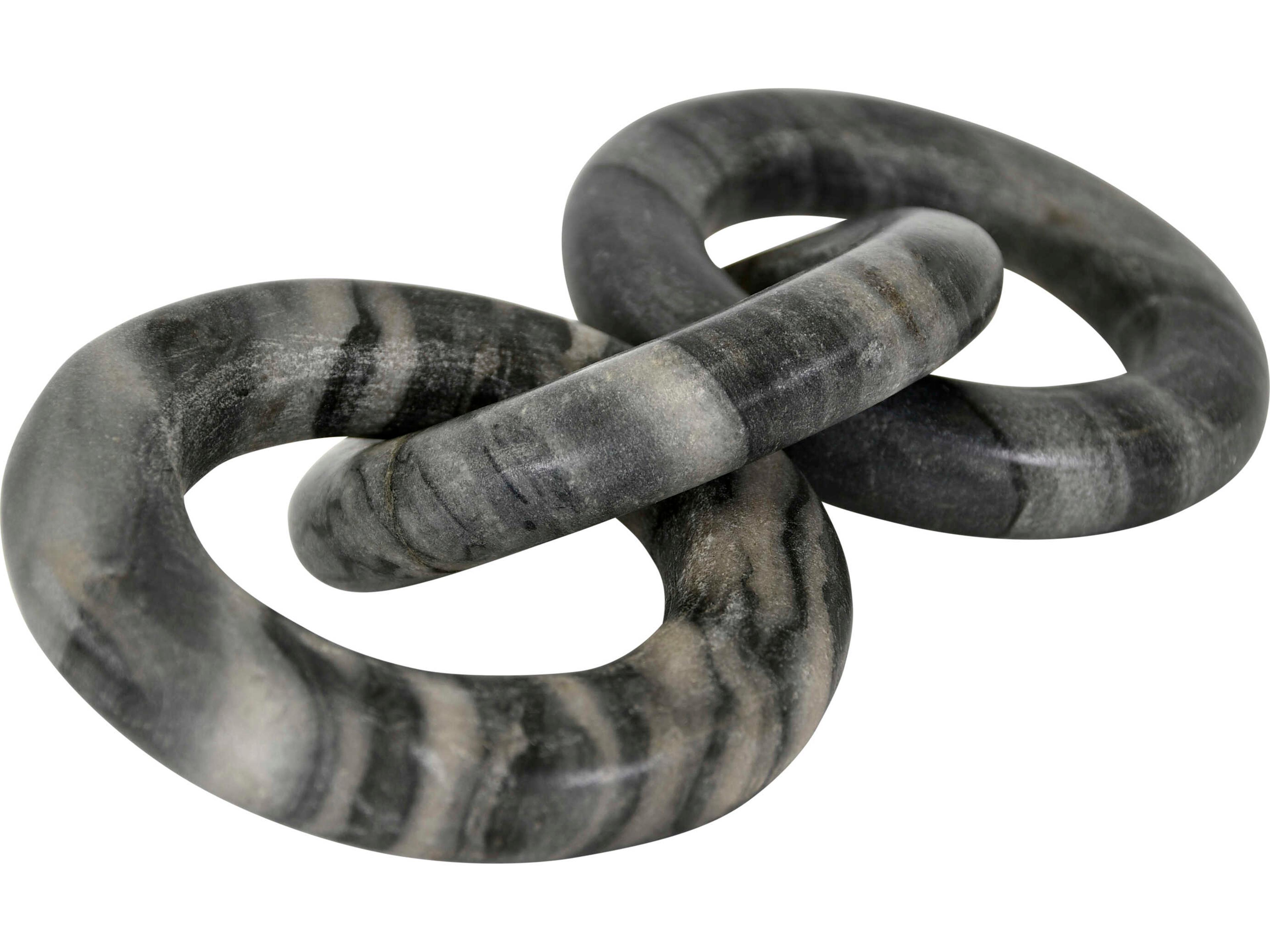 Worlds Away Circlet Round Gray Marble Chain Decorative Accent