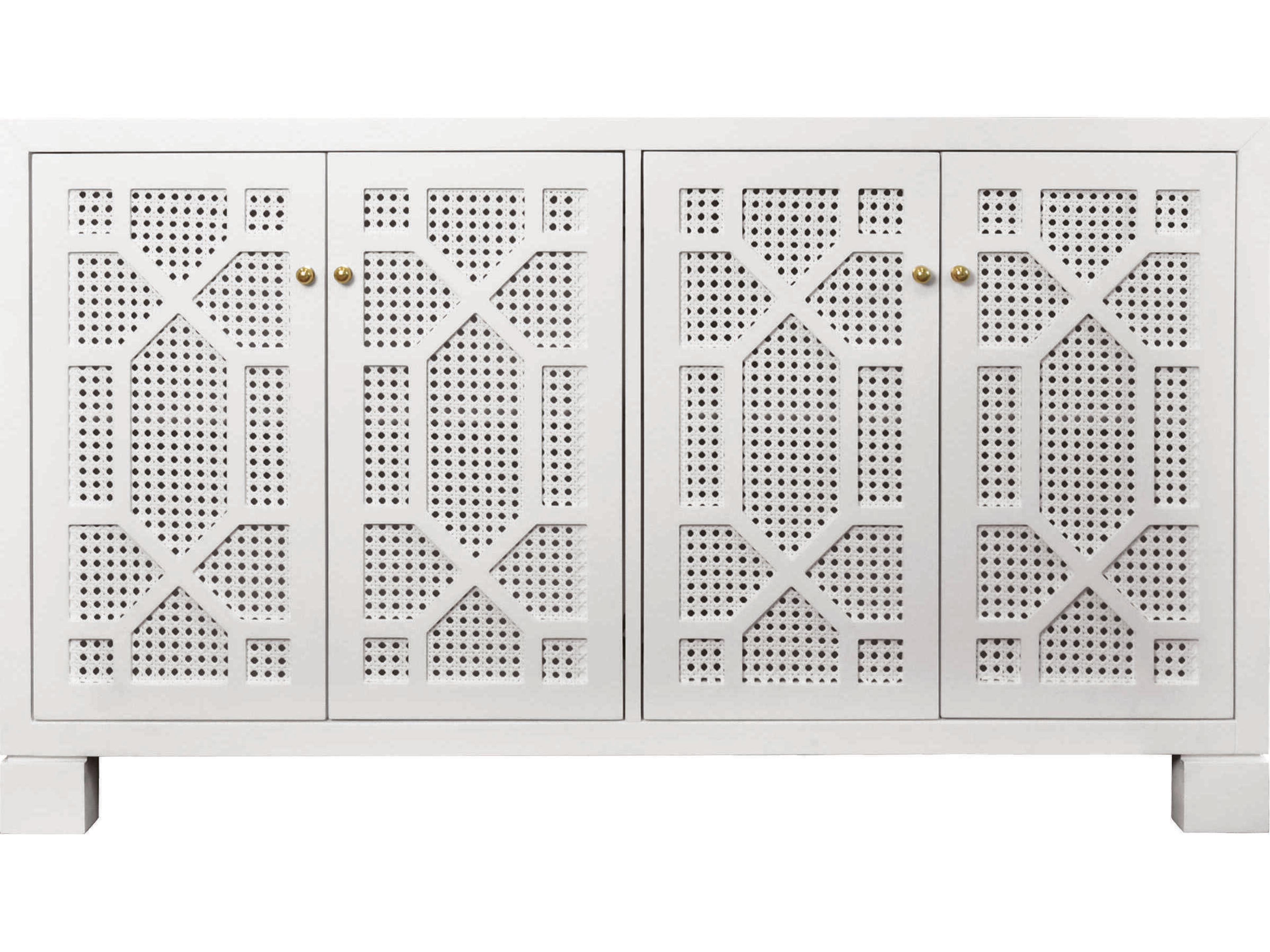 Worlds Away 58" Matte White Lacquer Sideboard