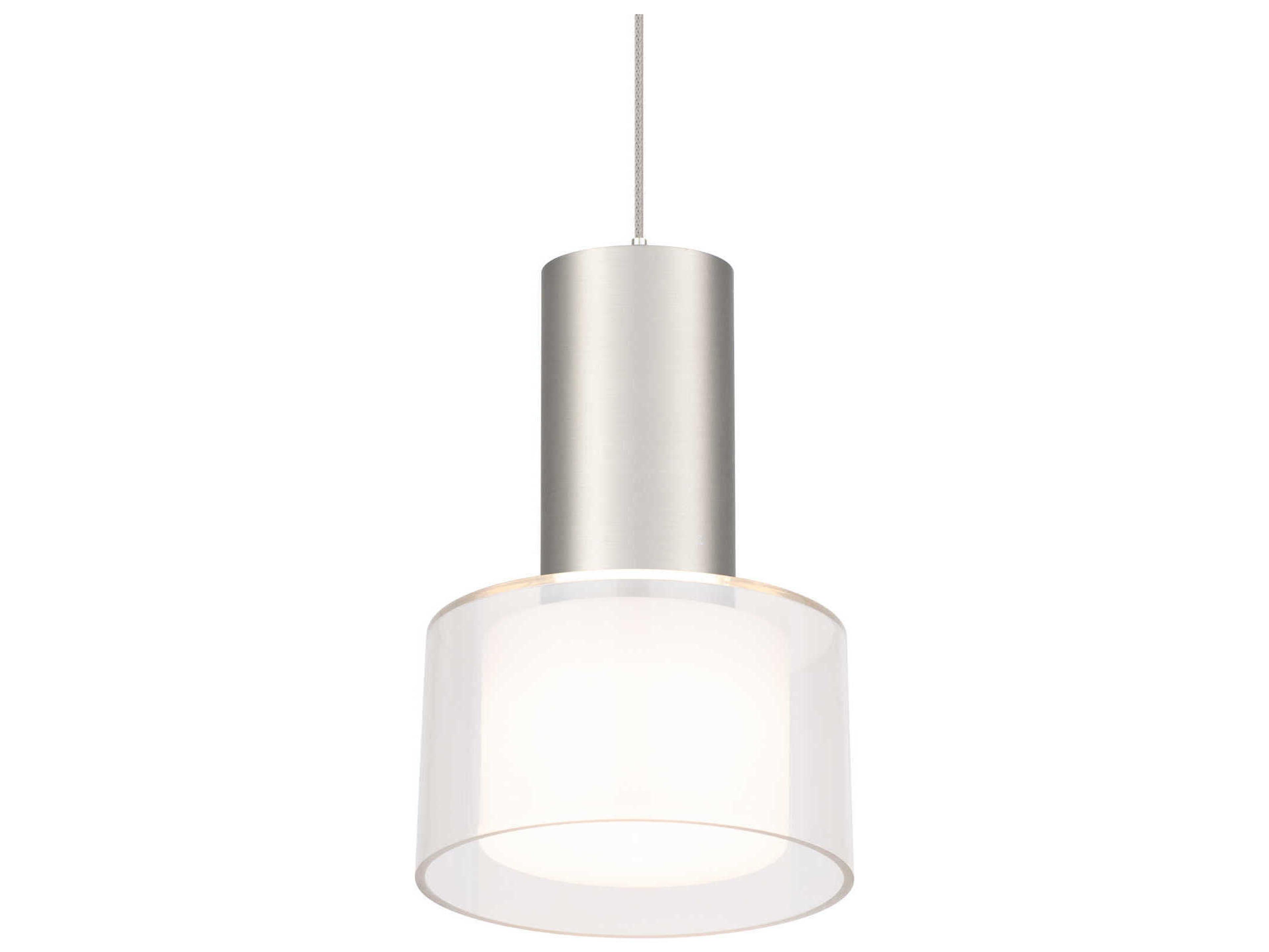 WAC Lighting Twist-N-Lite 1-Light Brushed Nickel White Drum Mini Pendant