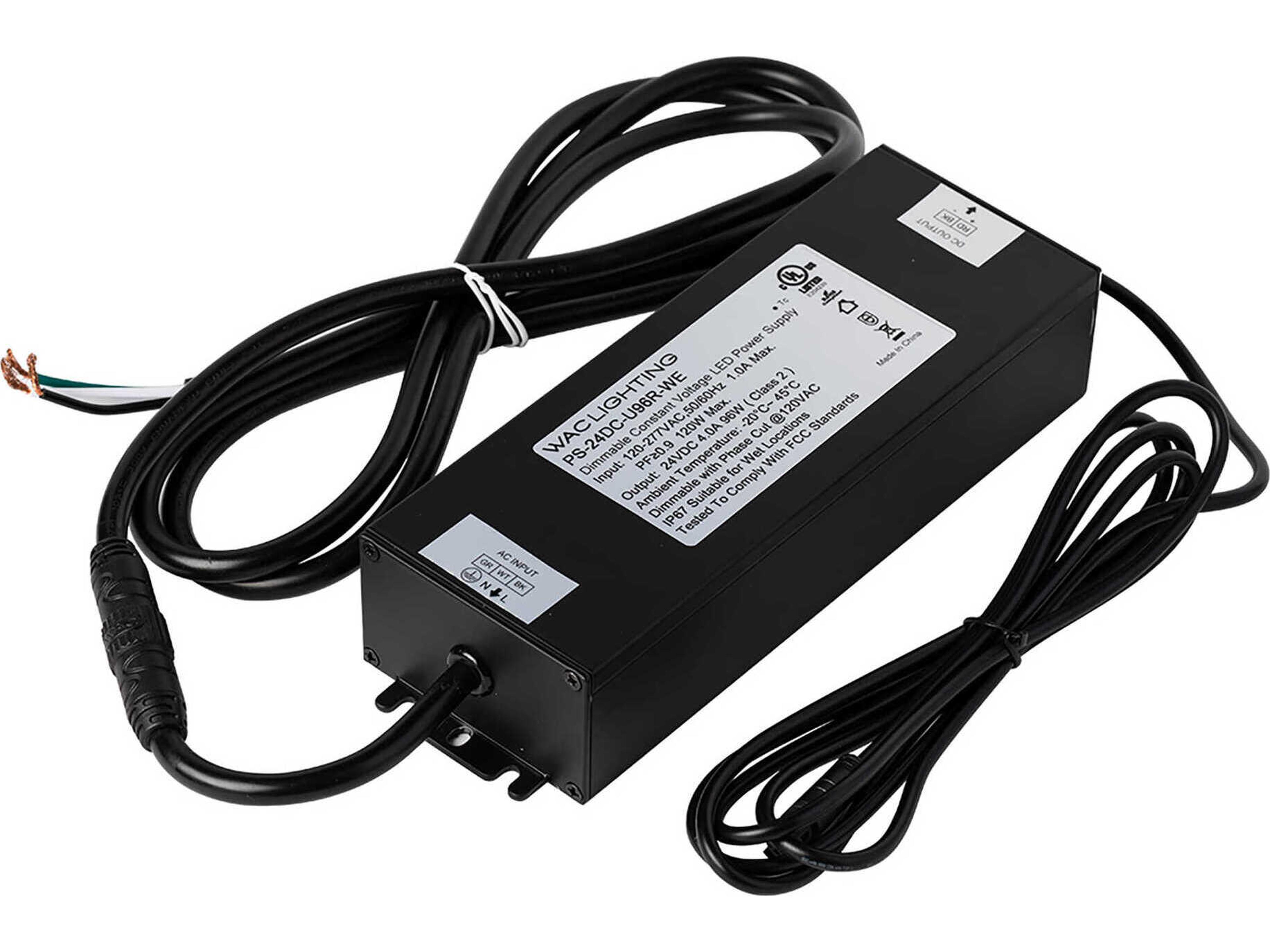 WAC Lighting Wet Location Sealed Hardwired Electronic Transformer for Outdoor 24V Strip