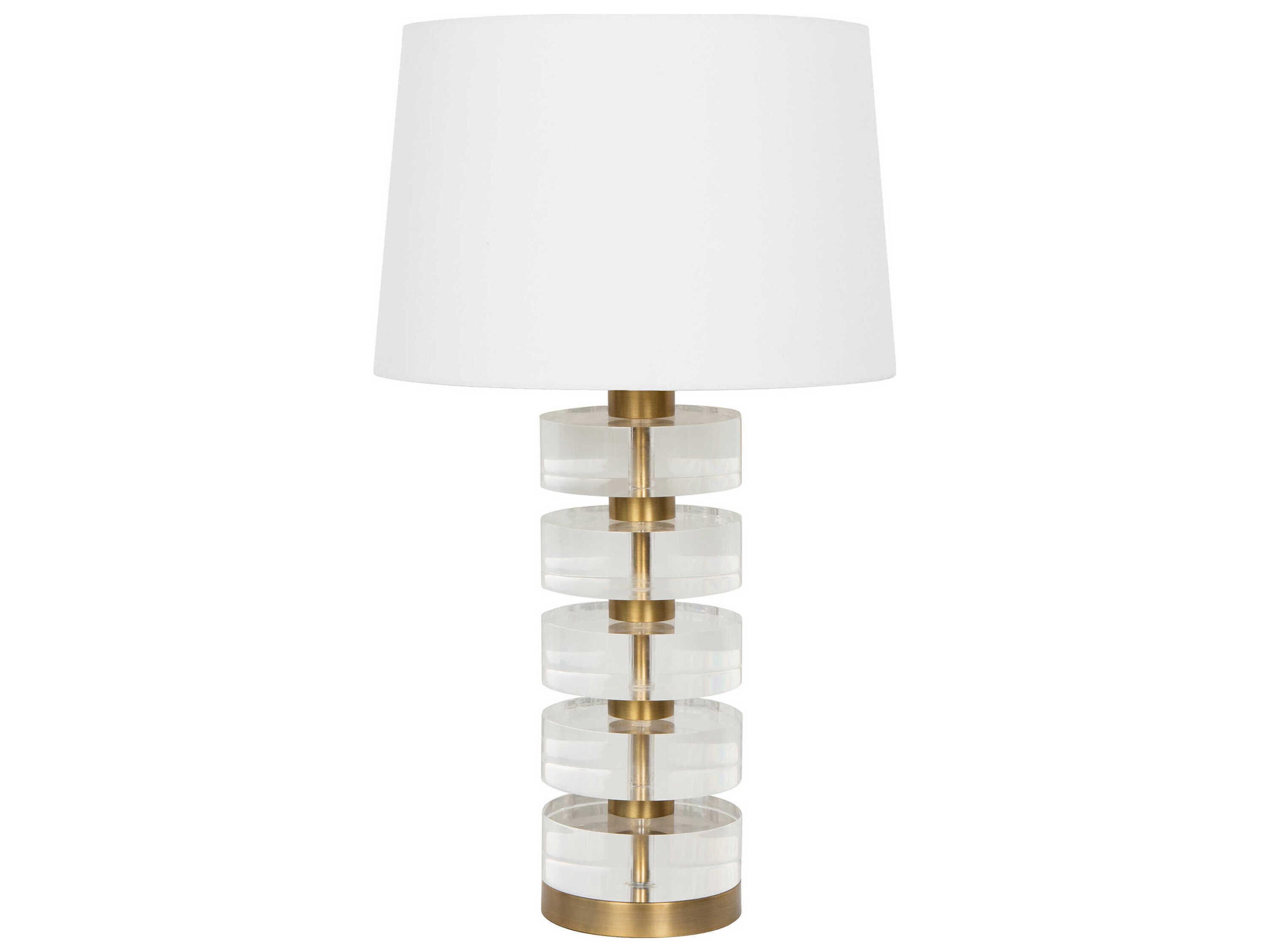 Worlds Away Acrylic Brushed Brass Clear Buffet Lamp