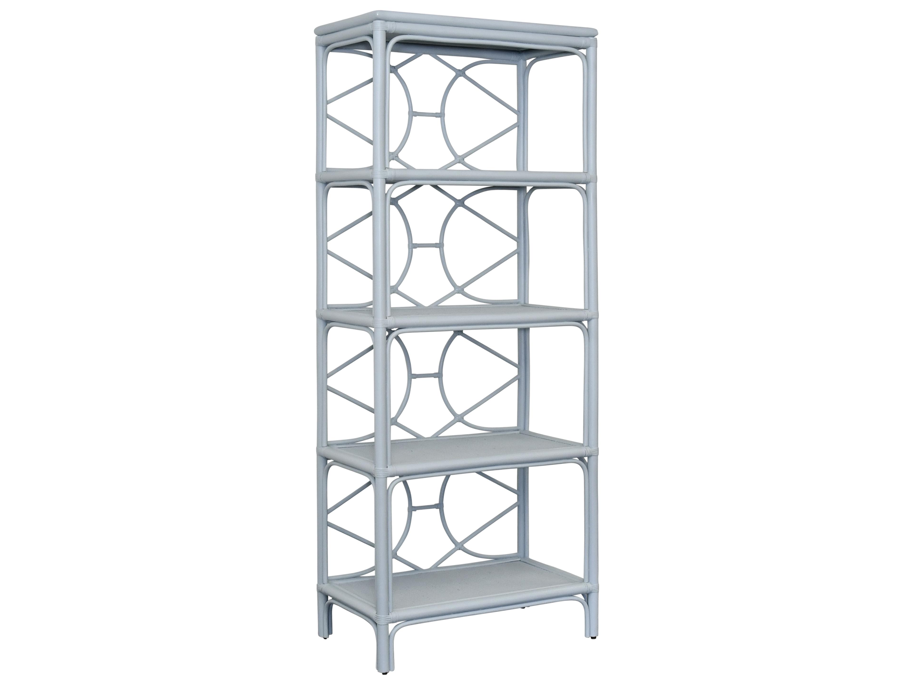 Worlds Away Rattan Light Blue Etagere