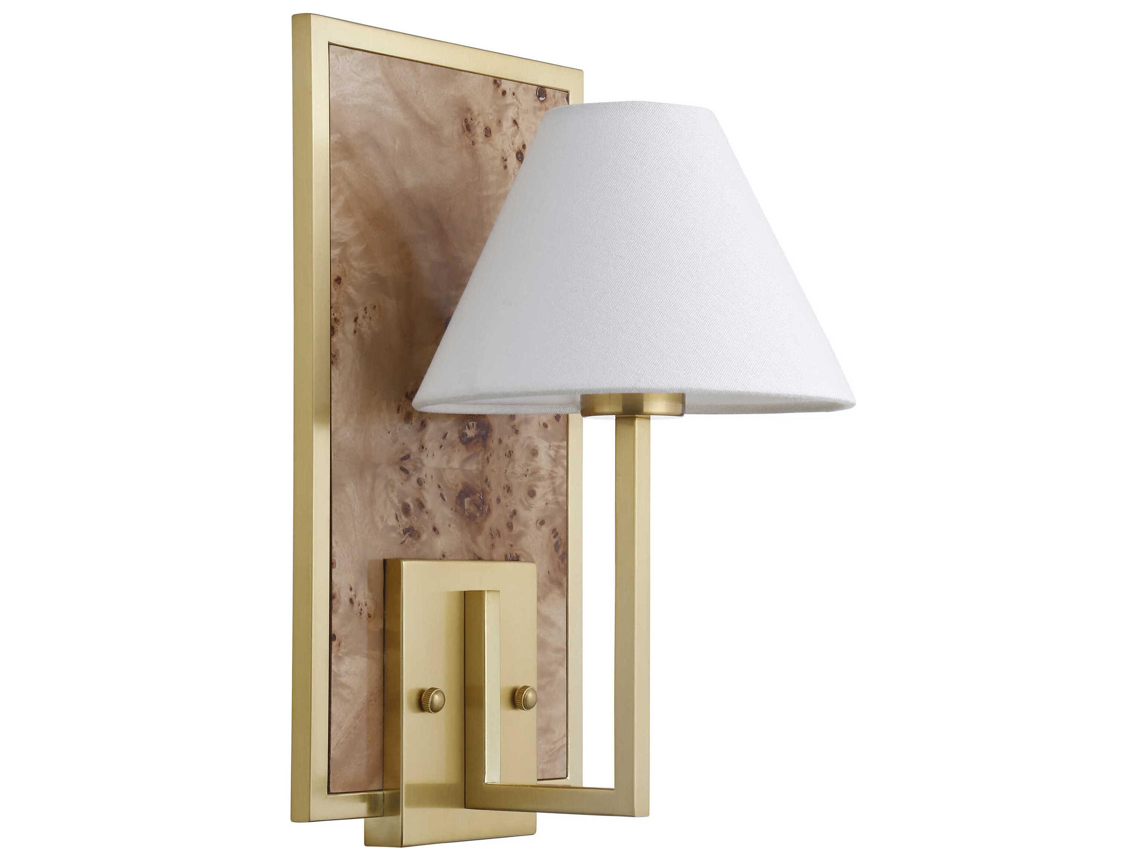 Worlds Away 1-Light Brushed Brass White Wall Sconce