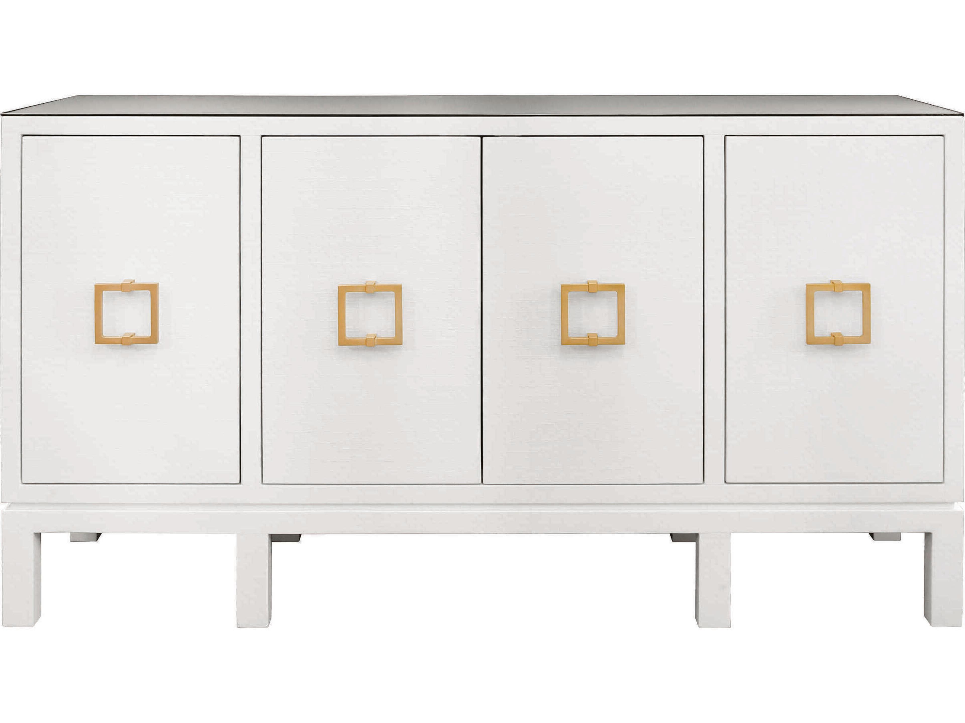 Worlds Away 62" White Textured Linen Sideboard