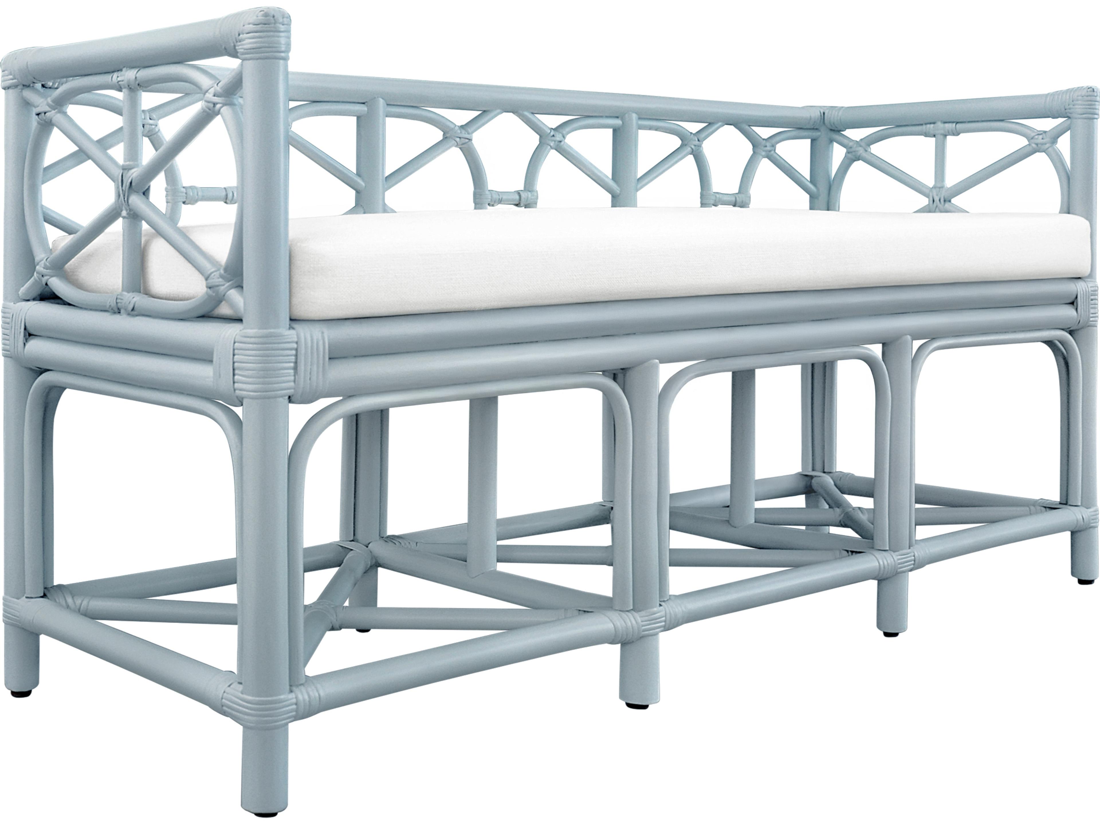 Worlds Away Blue Upholstered Accent Bench