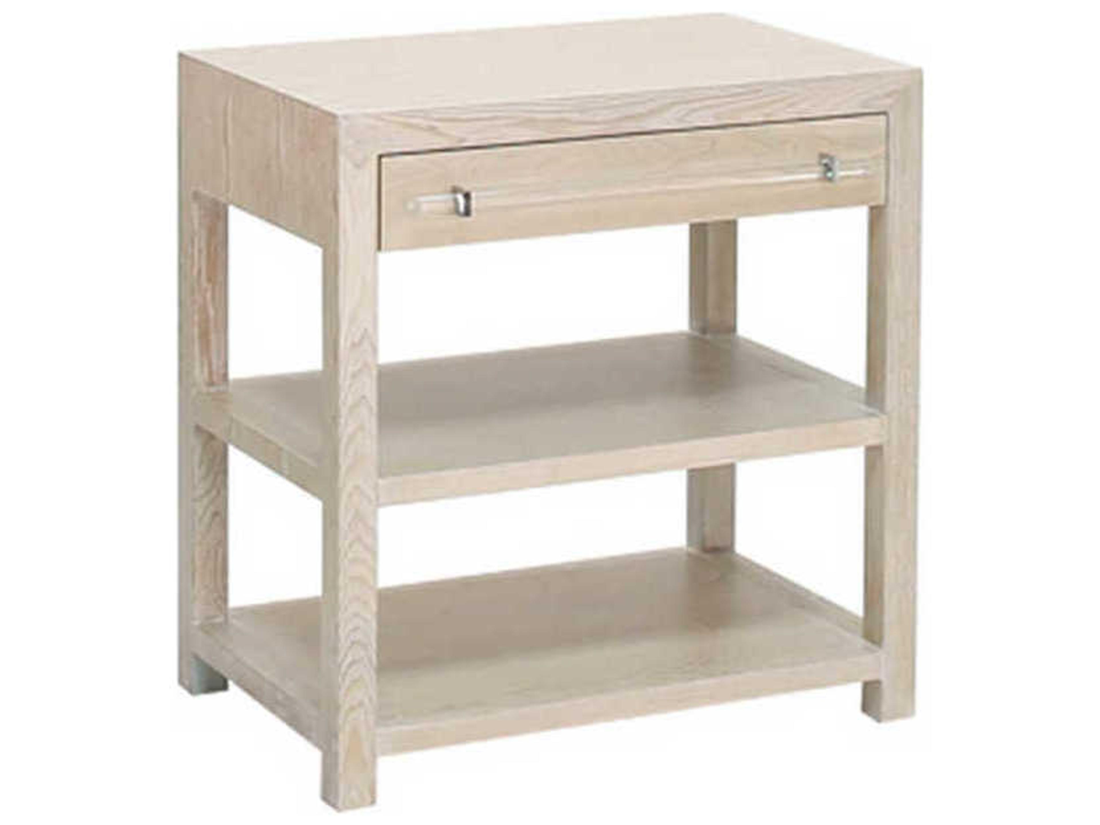 Worlds Away Rectangular Wood Acrylic & Nickel Cerused Oak End Table