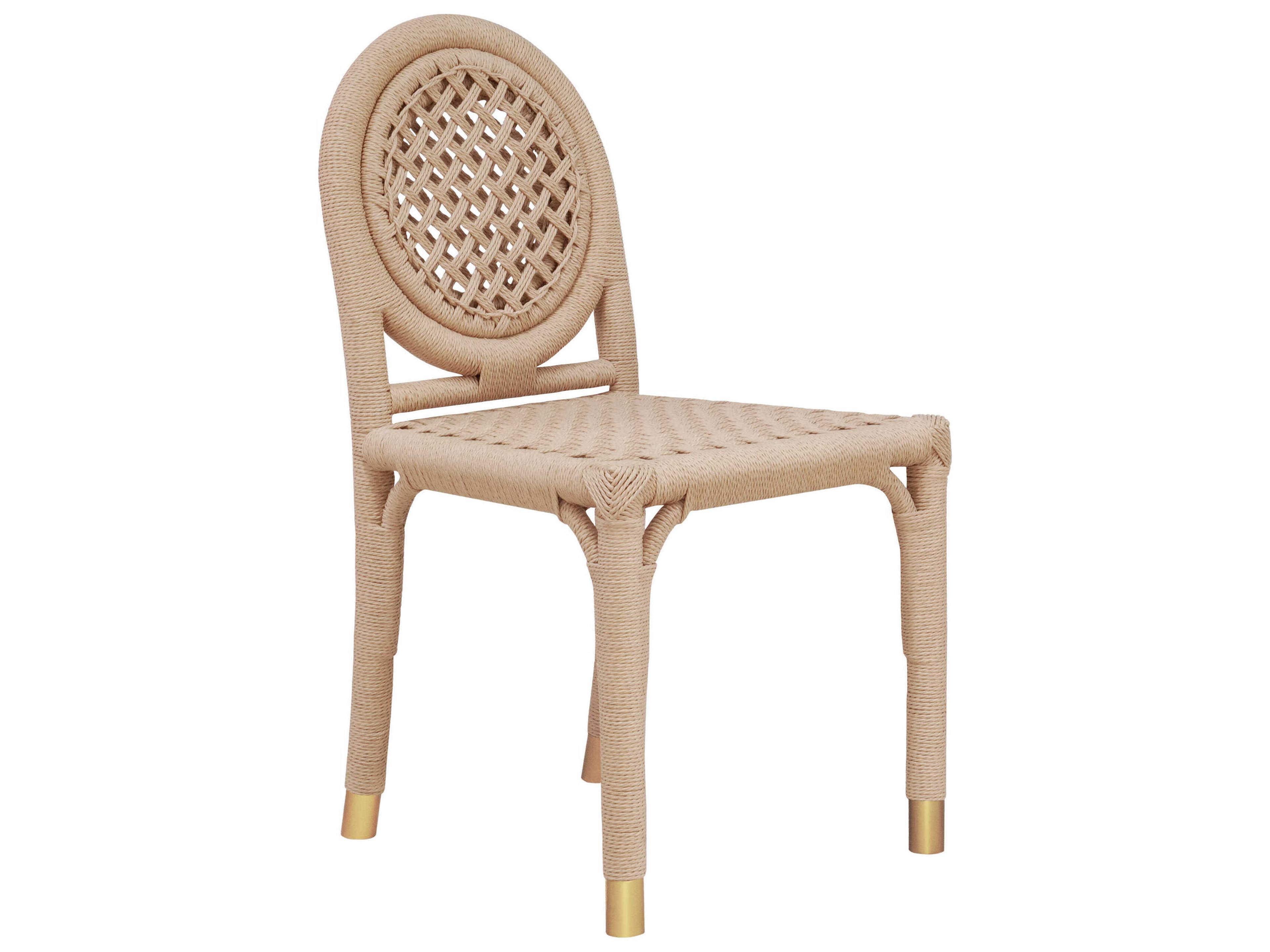Worlds Away Rattan Natural Side Dining Chair