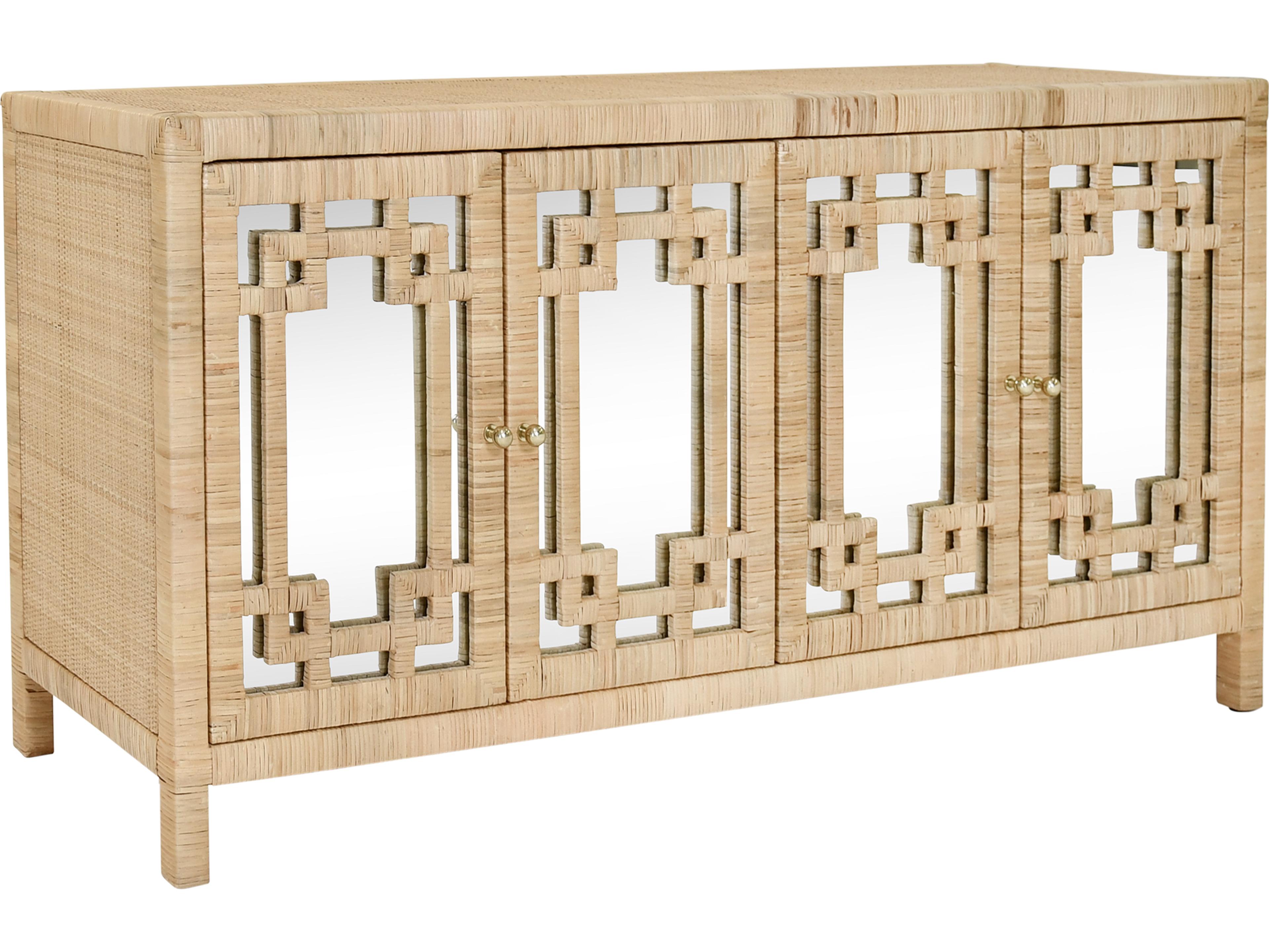 Worlds Away 63" Rattan Sideboard