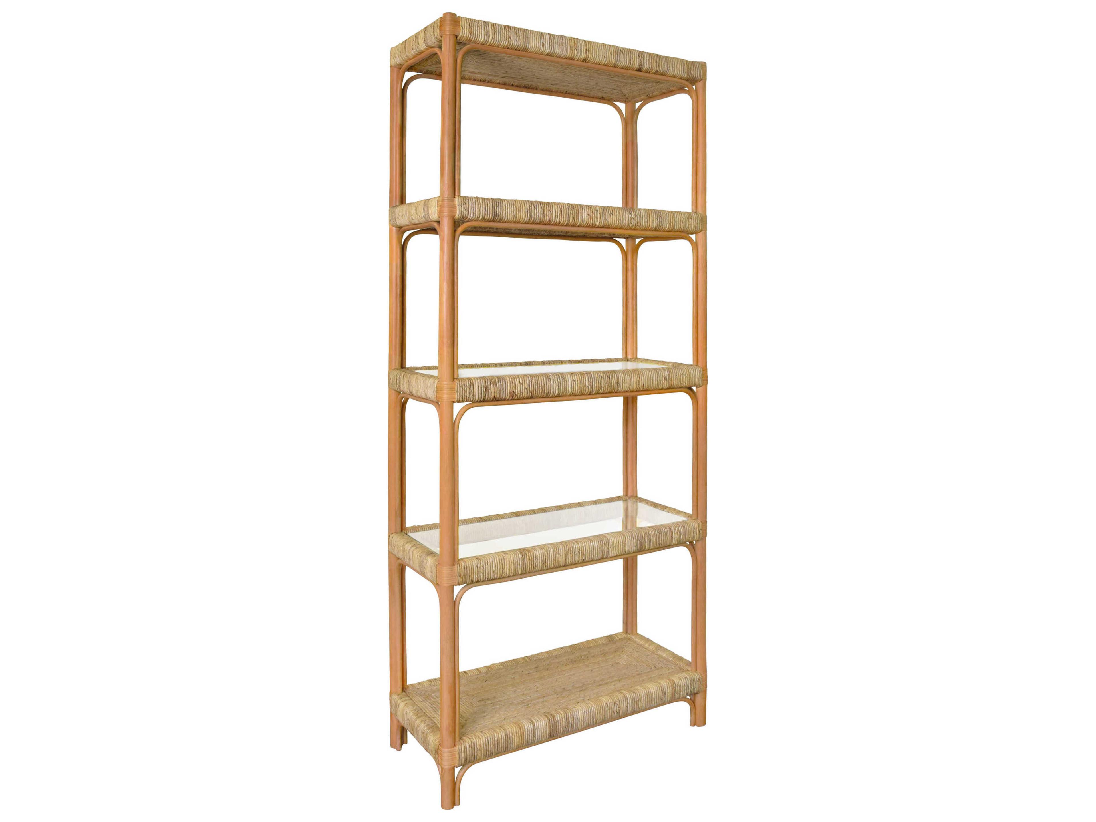 Worlds Away Natural Rattan Etagere