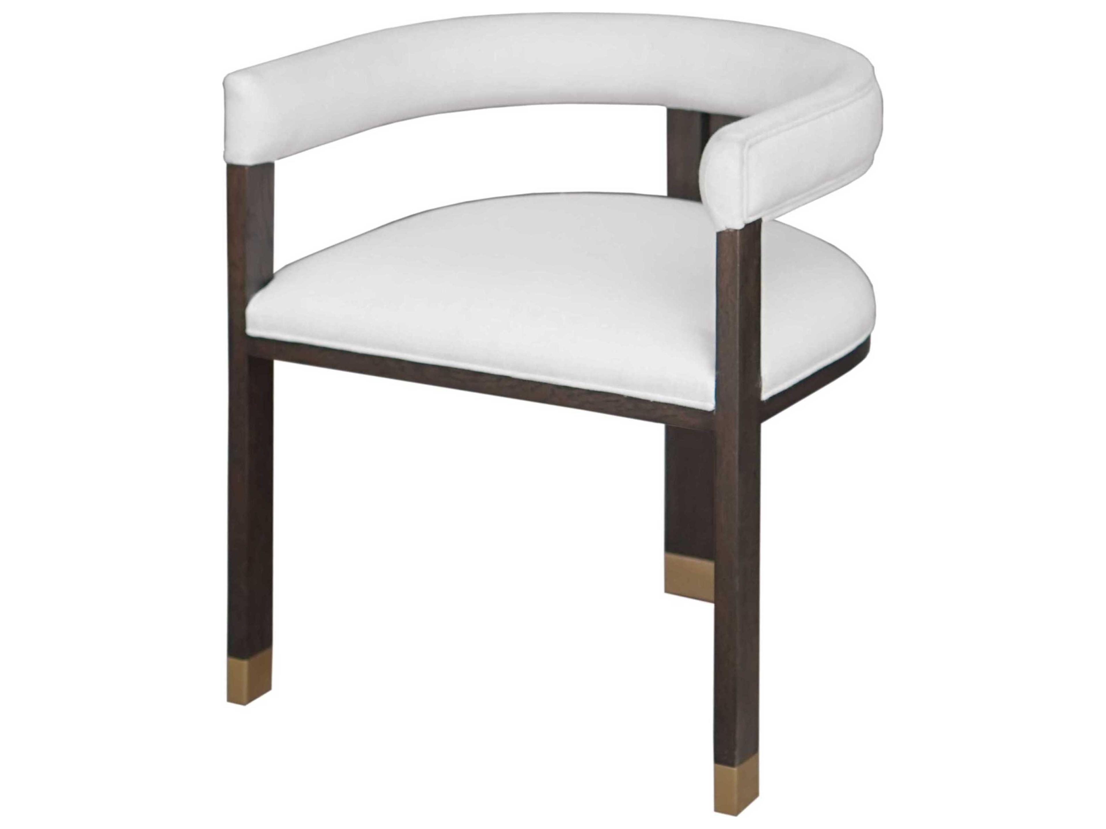 Worlds Away Hardwood White Upholstered Arm Dining Chair