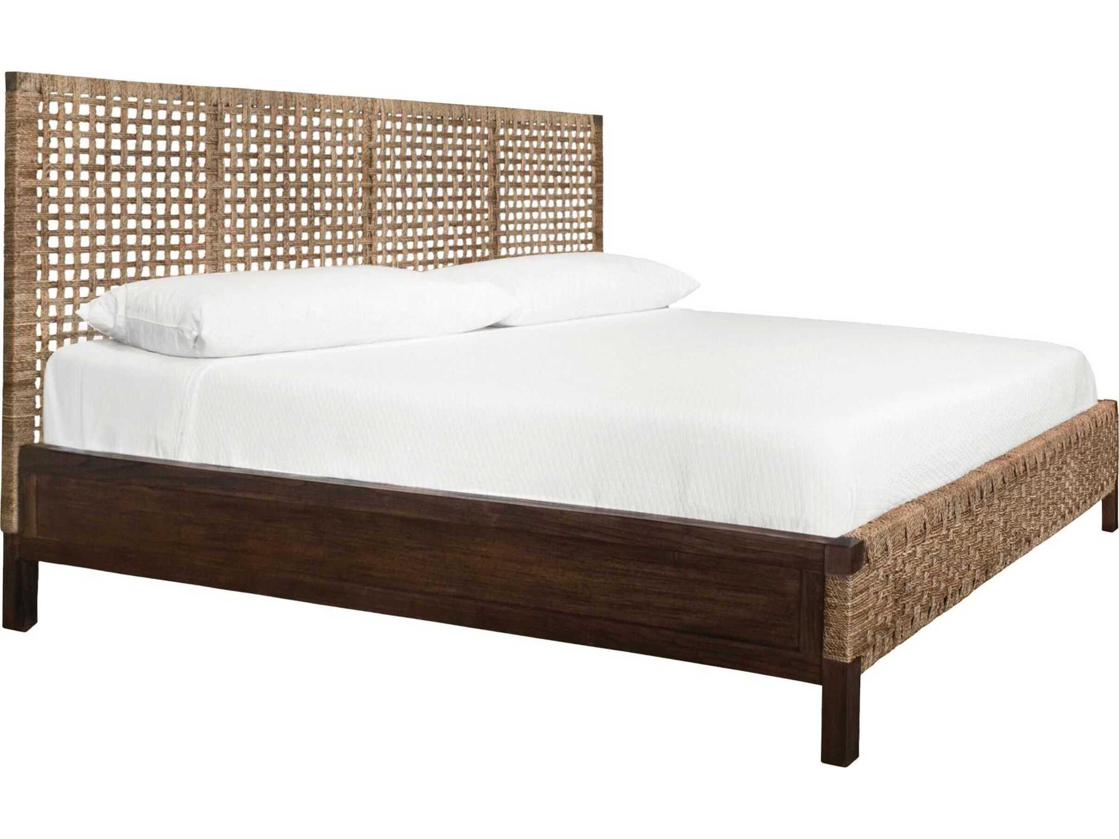 Worlds Away Brown Wood King Platform Bed