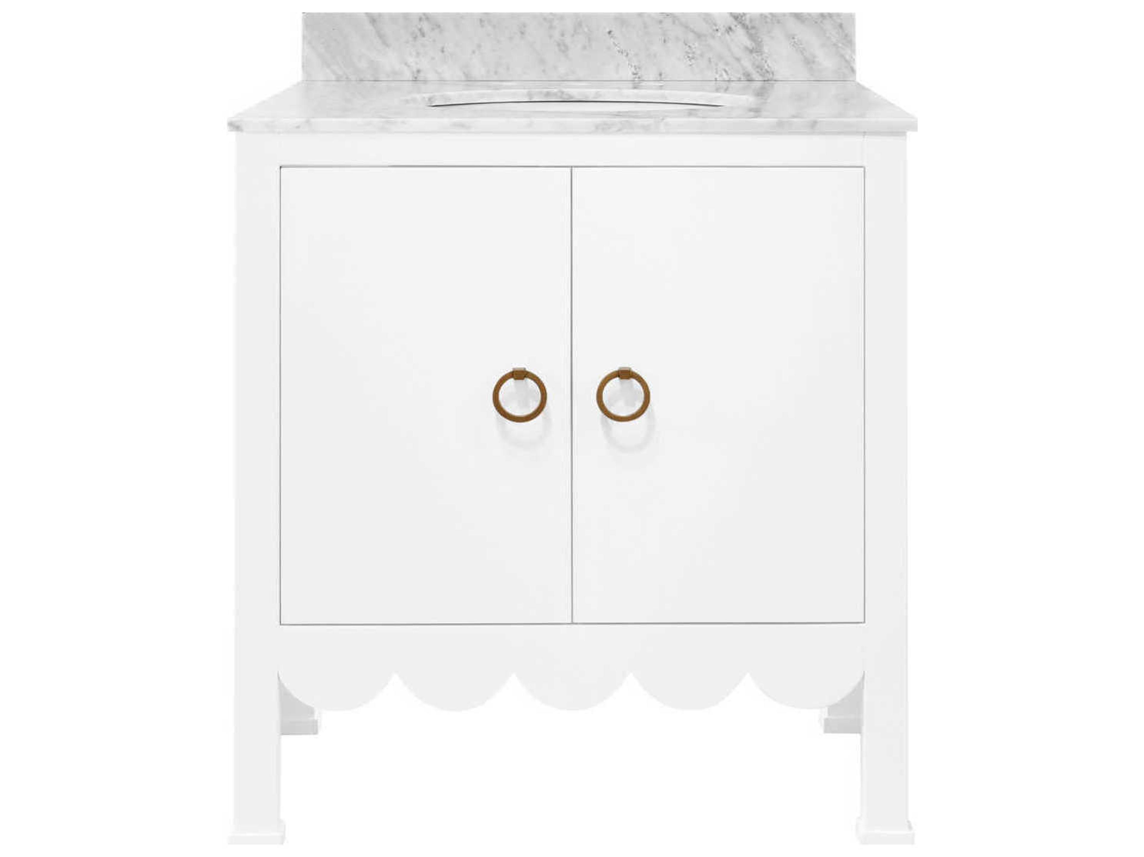 Worlds Away White Carrara Marble / Matte Lacquer Vanity