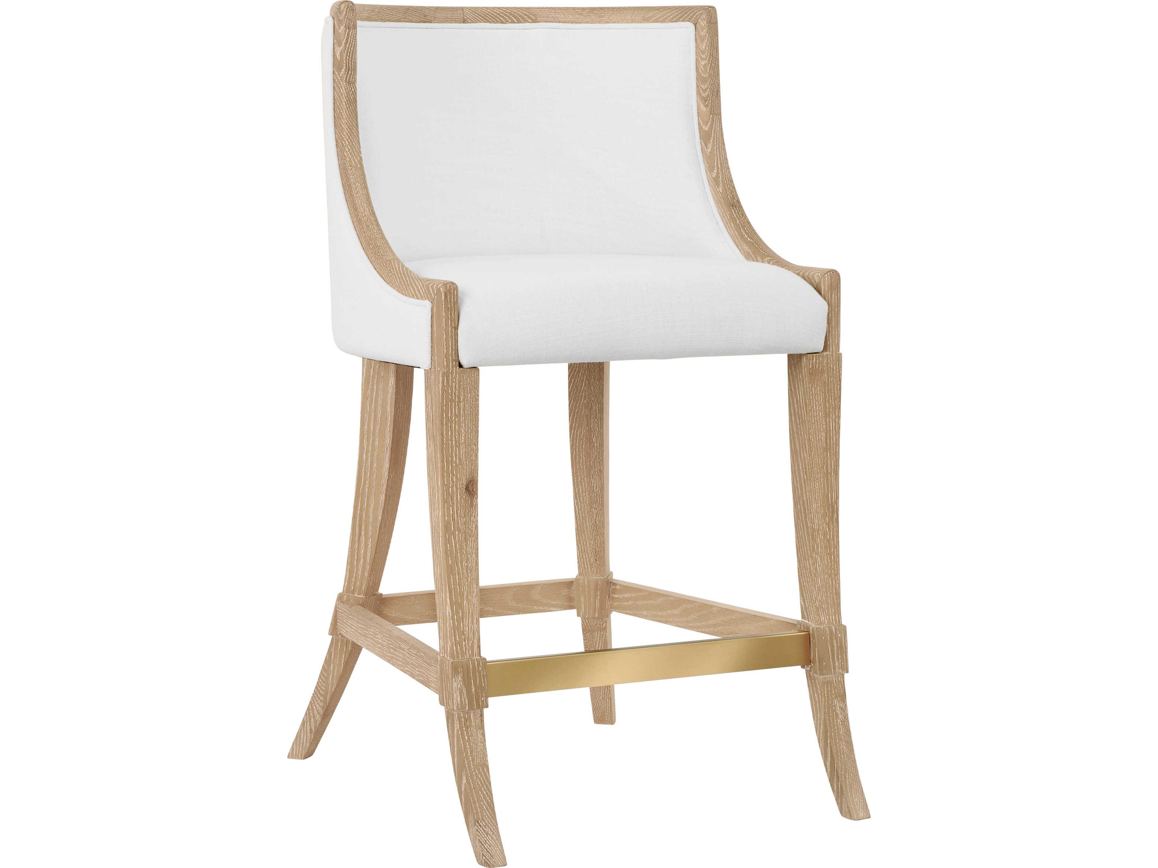 Worlds Away Keaton Brown Upholstered Oak Wood Counter Stool