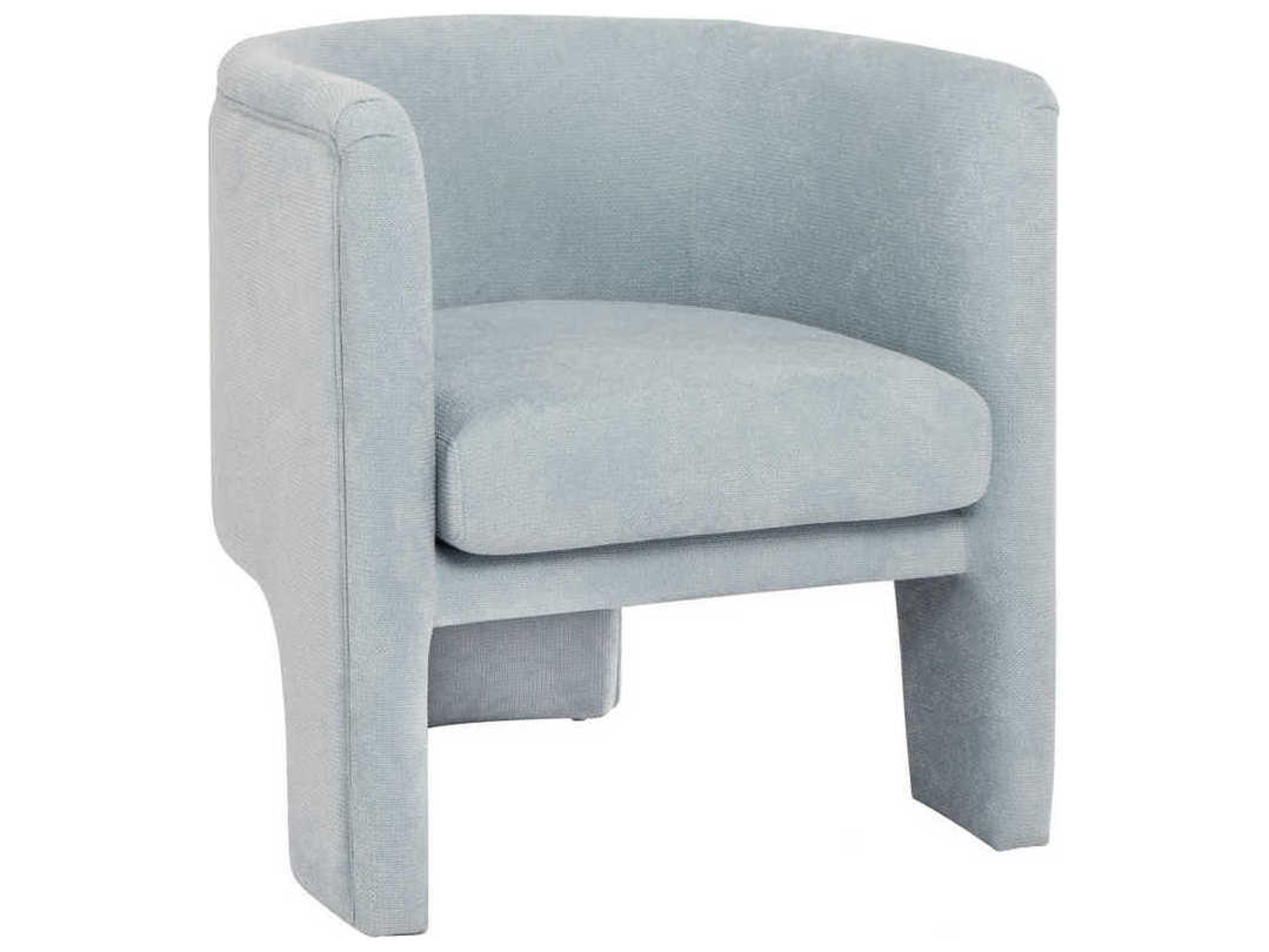 Worlds Away Barrel Light Blue Fabric Accent Chair