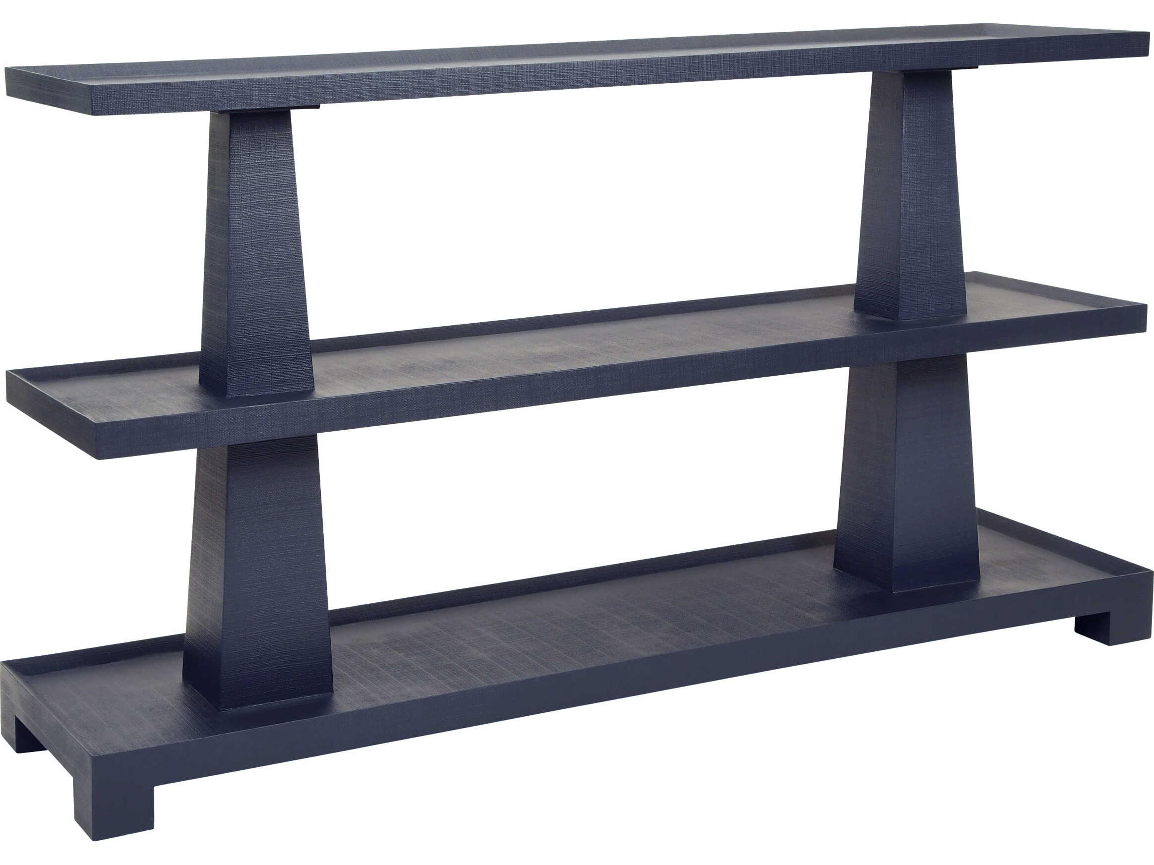 Worlds Away Lowen Rectangular Wood Blue Console Table