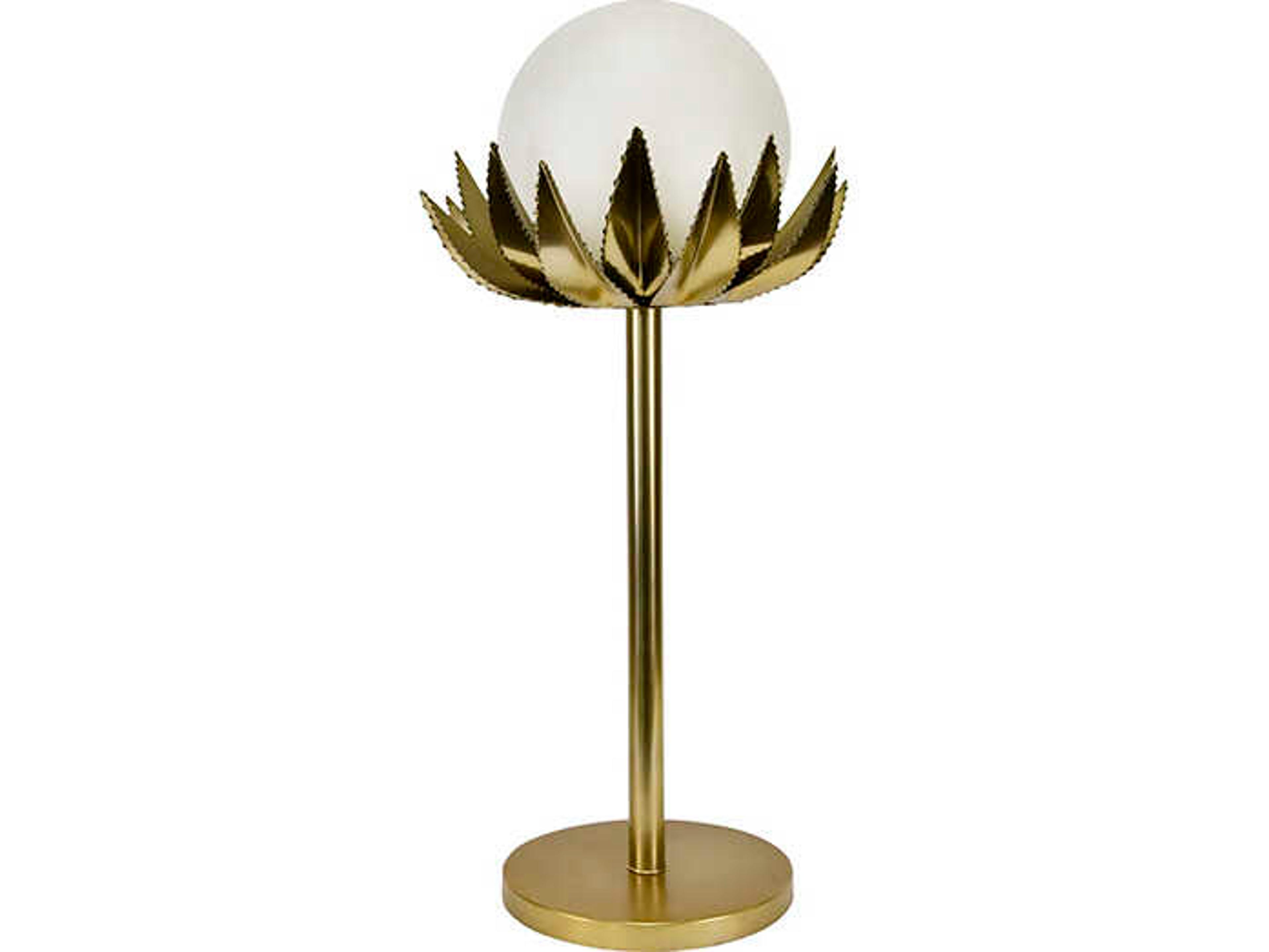 Worlds Away Moxie Pal Leaf Brass Table Lamp
