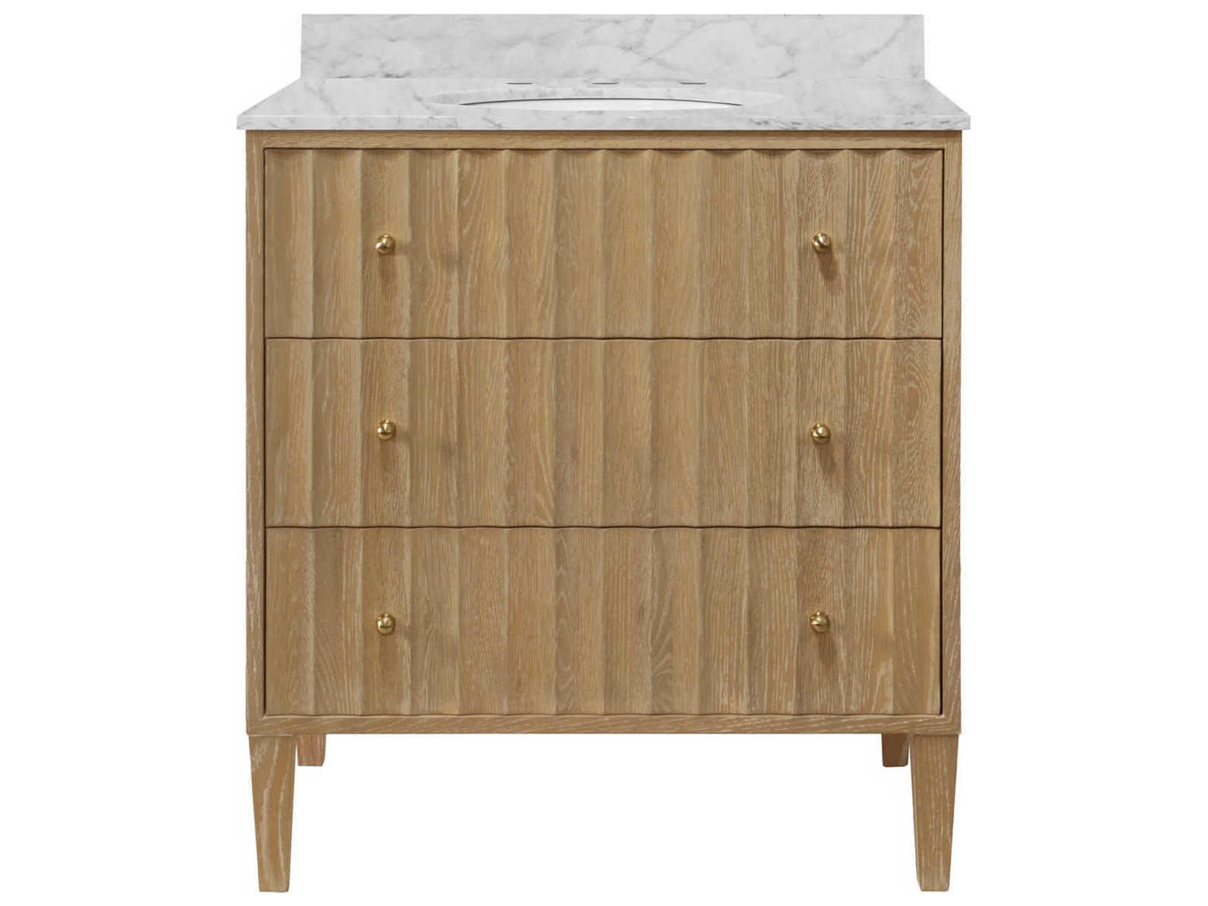 Worlds Away White Carrara Marble / Cerused Oak Vanity