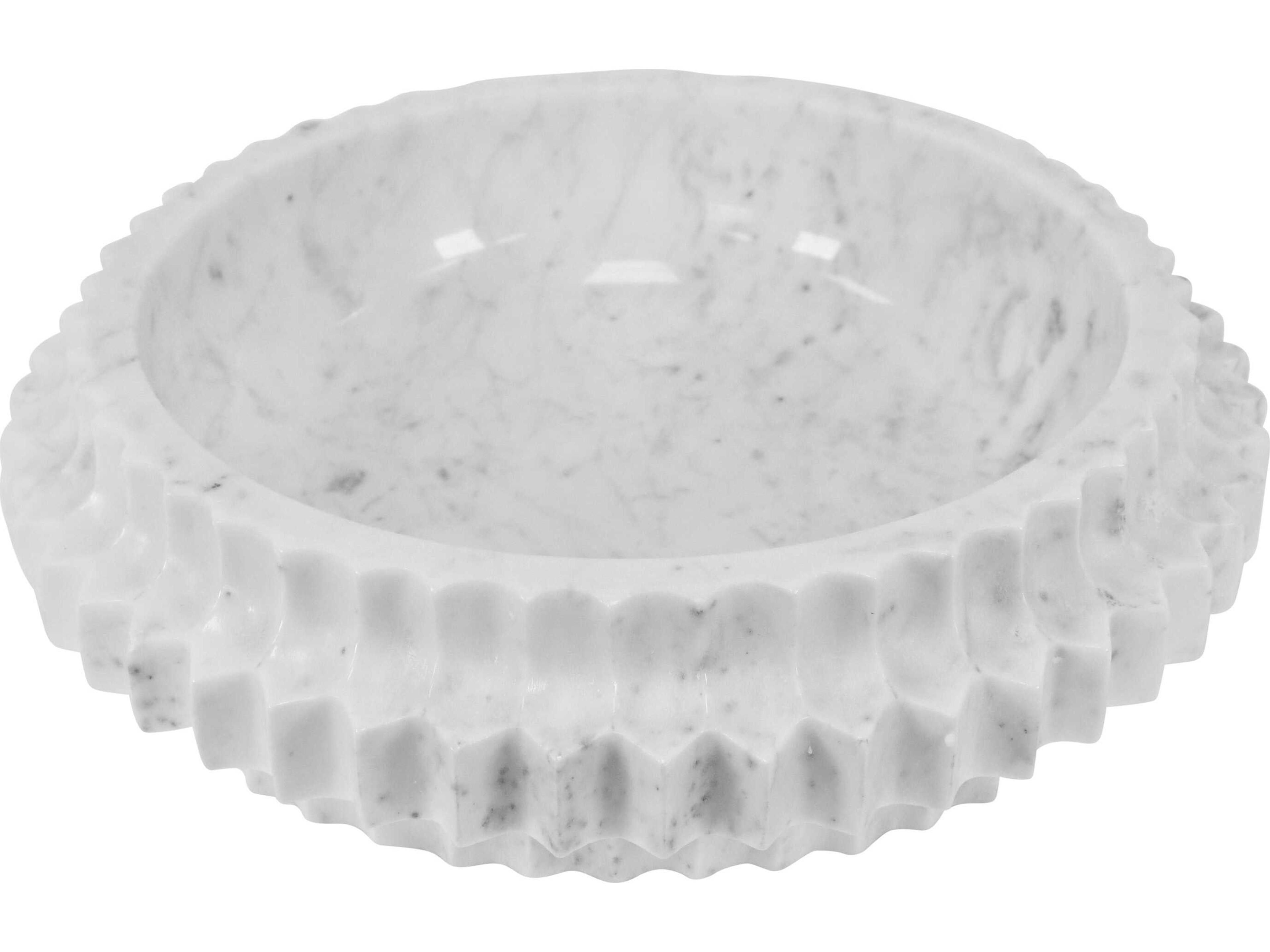 Worlds Away Olin Round Marble Serving Tray With Carved Edges