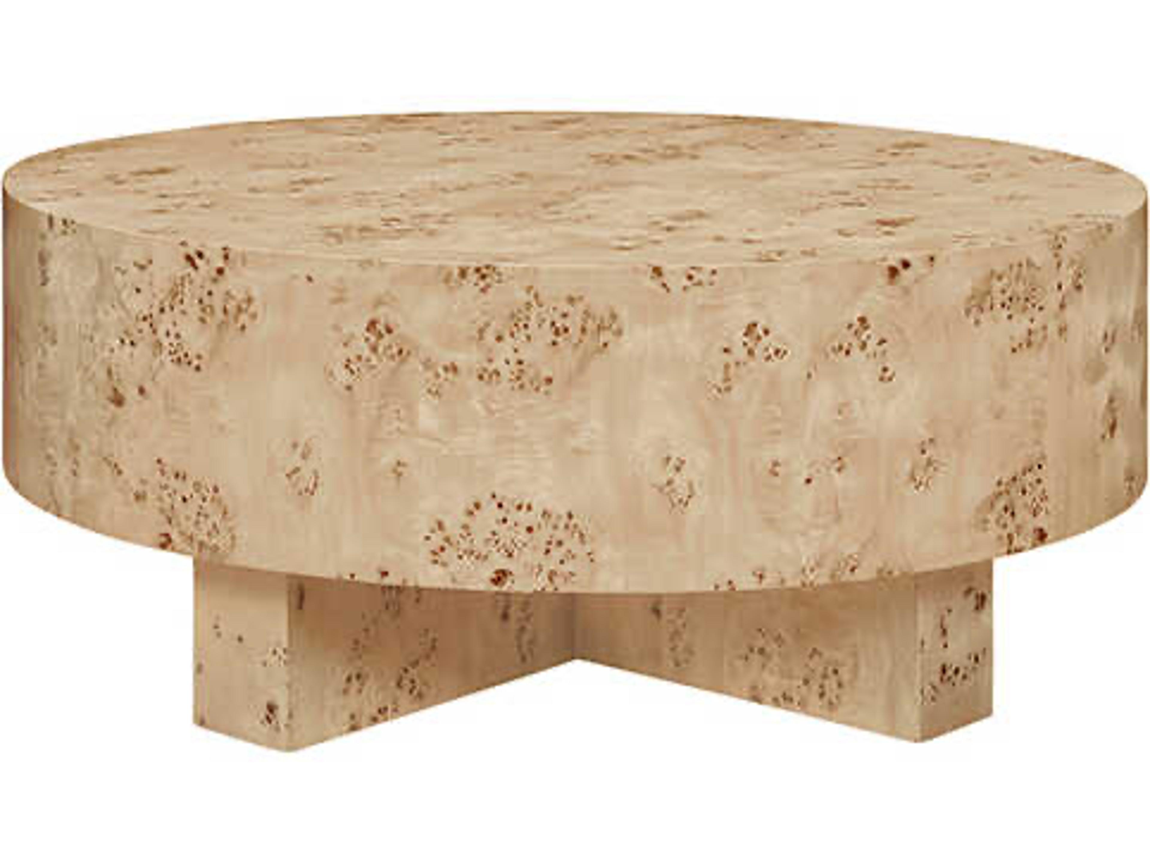 Worlds Away Oslo Round Wood Brown Coffee Table 