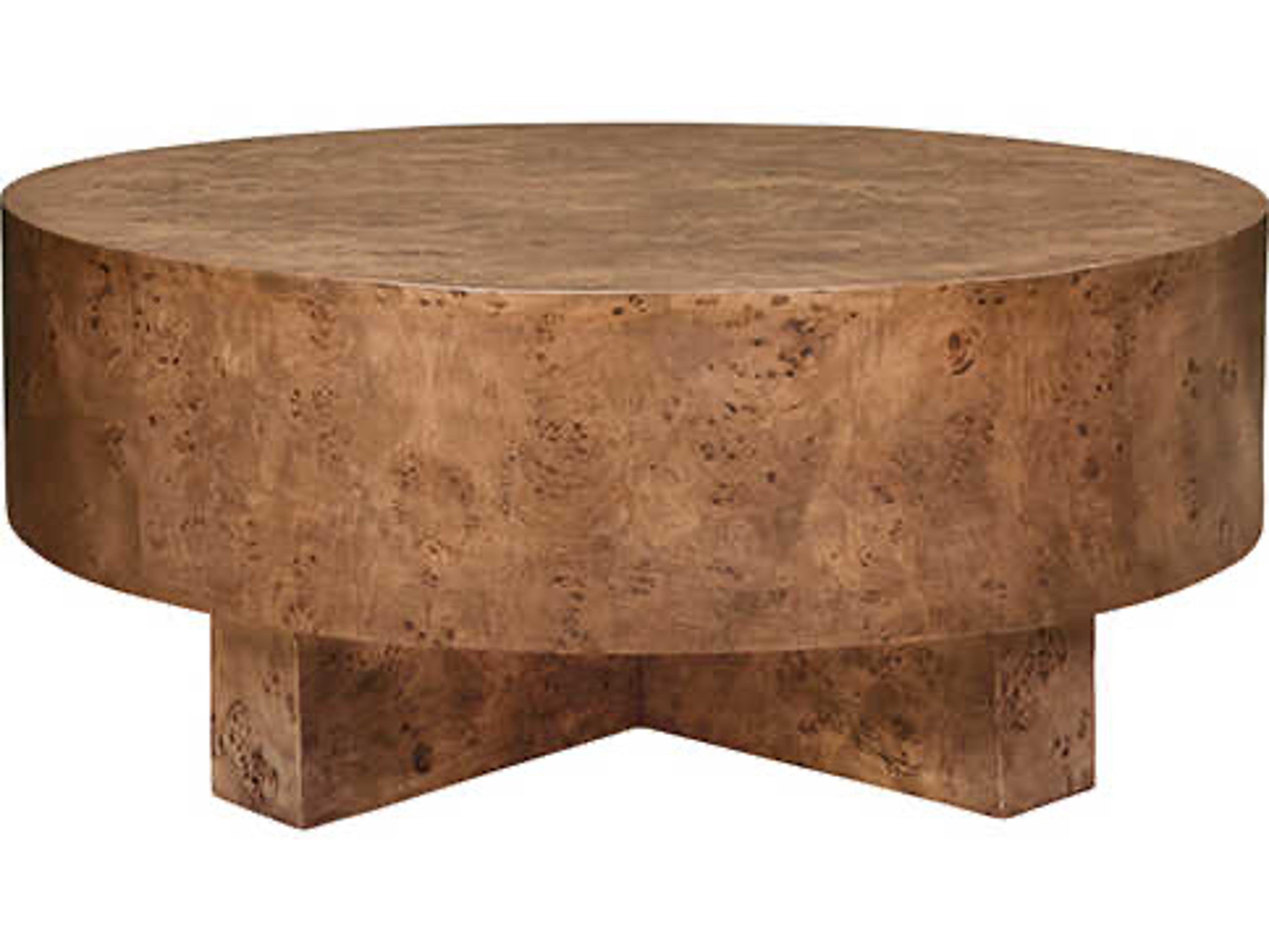 Worlds Away Oslo Round Wood Dark Brown Coffee Table