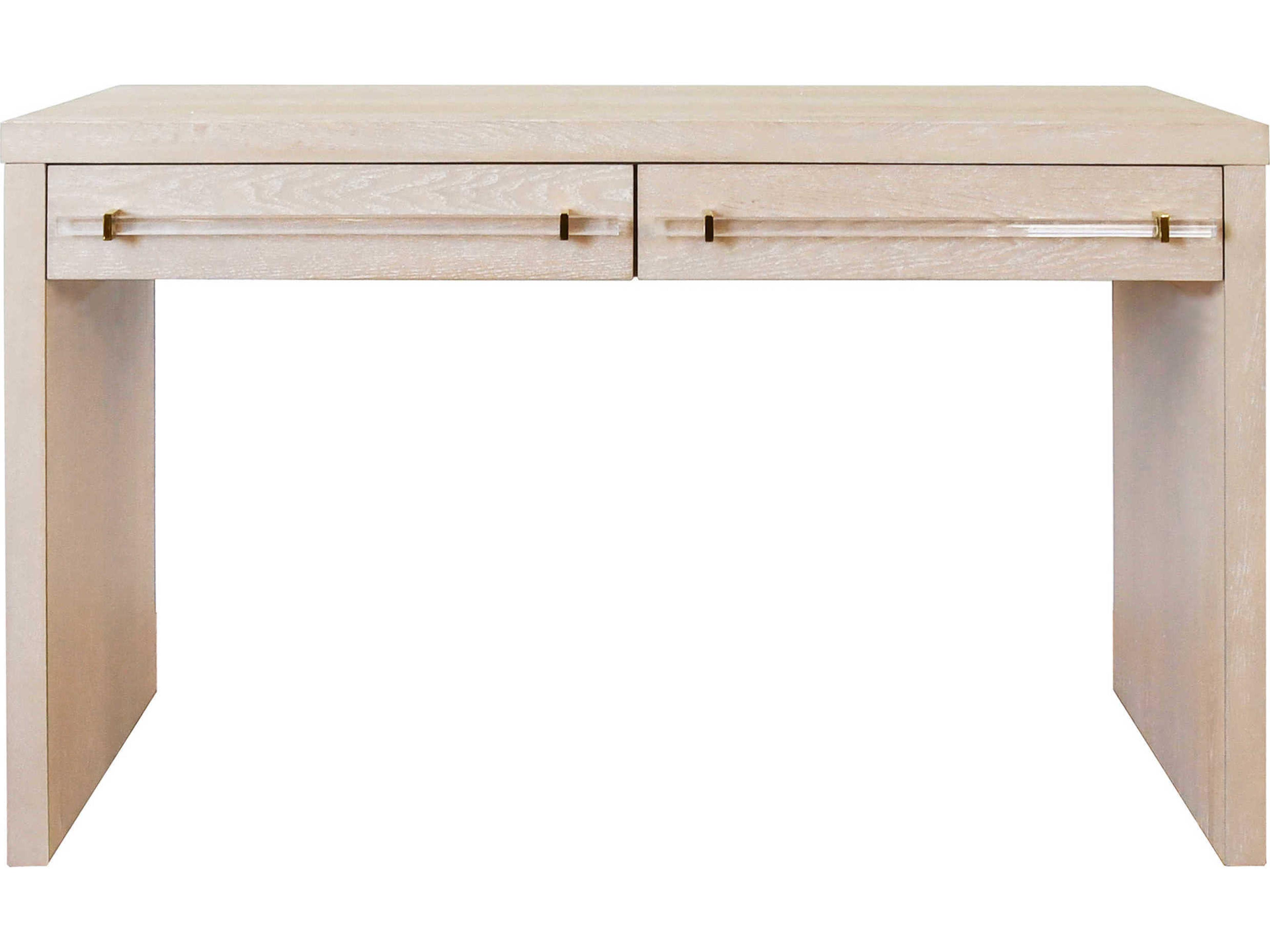 Worlds Away Cerused Oak Beige Hardwood Secretary Desk