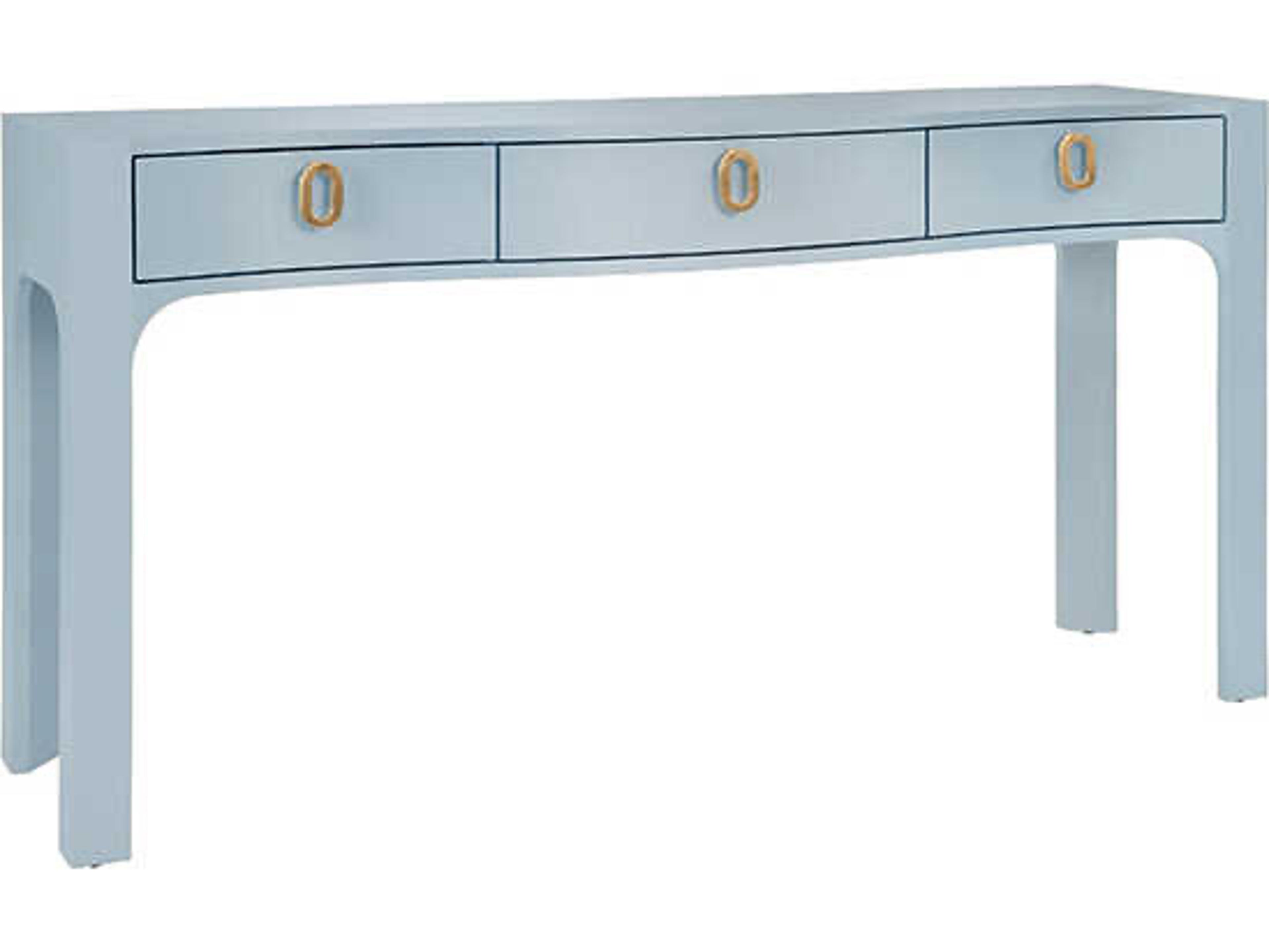 Worlds Away Sabrina Rectangular Glass Blue Console Table