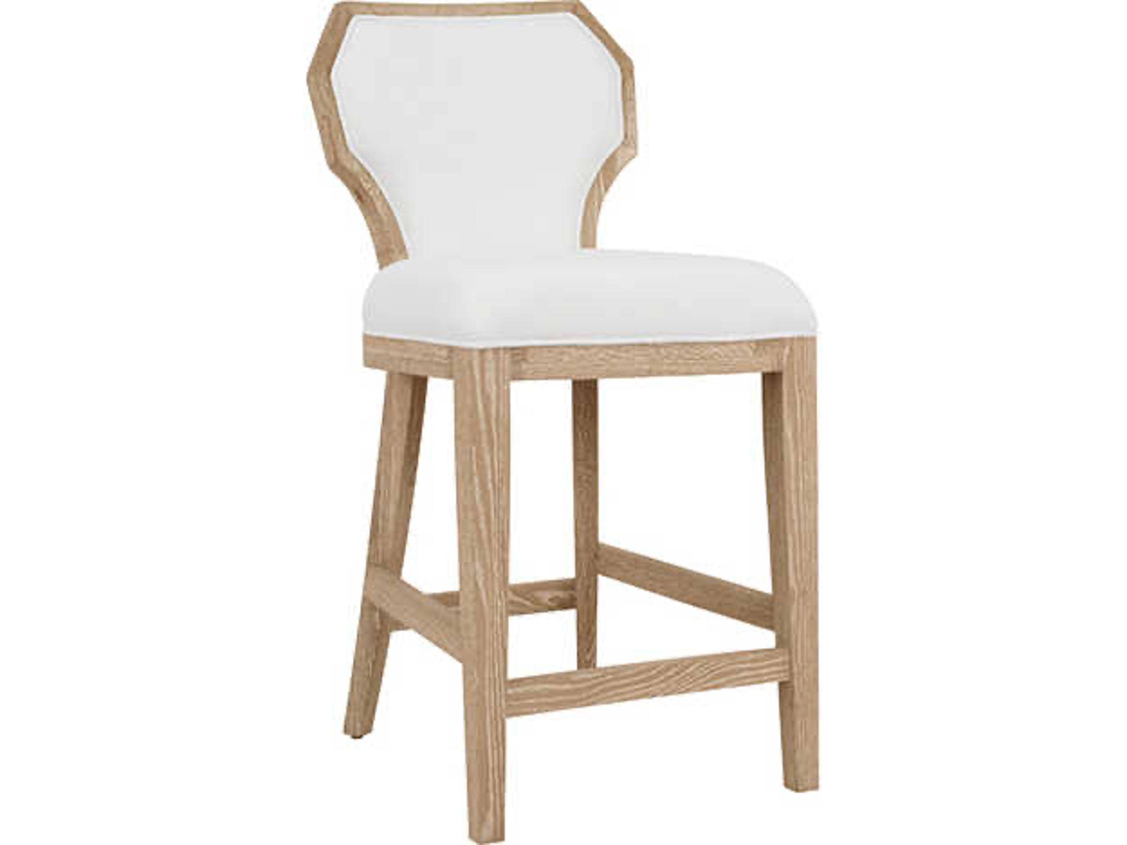 Worlds Away Tally Oak Wood Brown Upholstered Armless Counter Stool