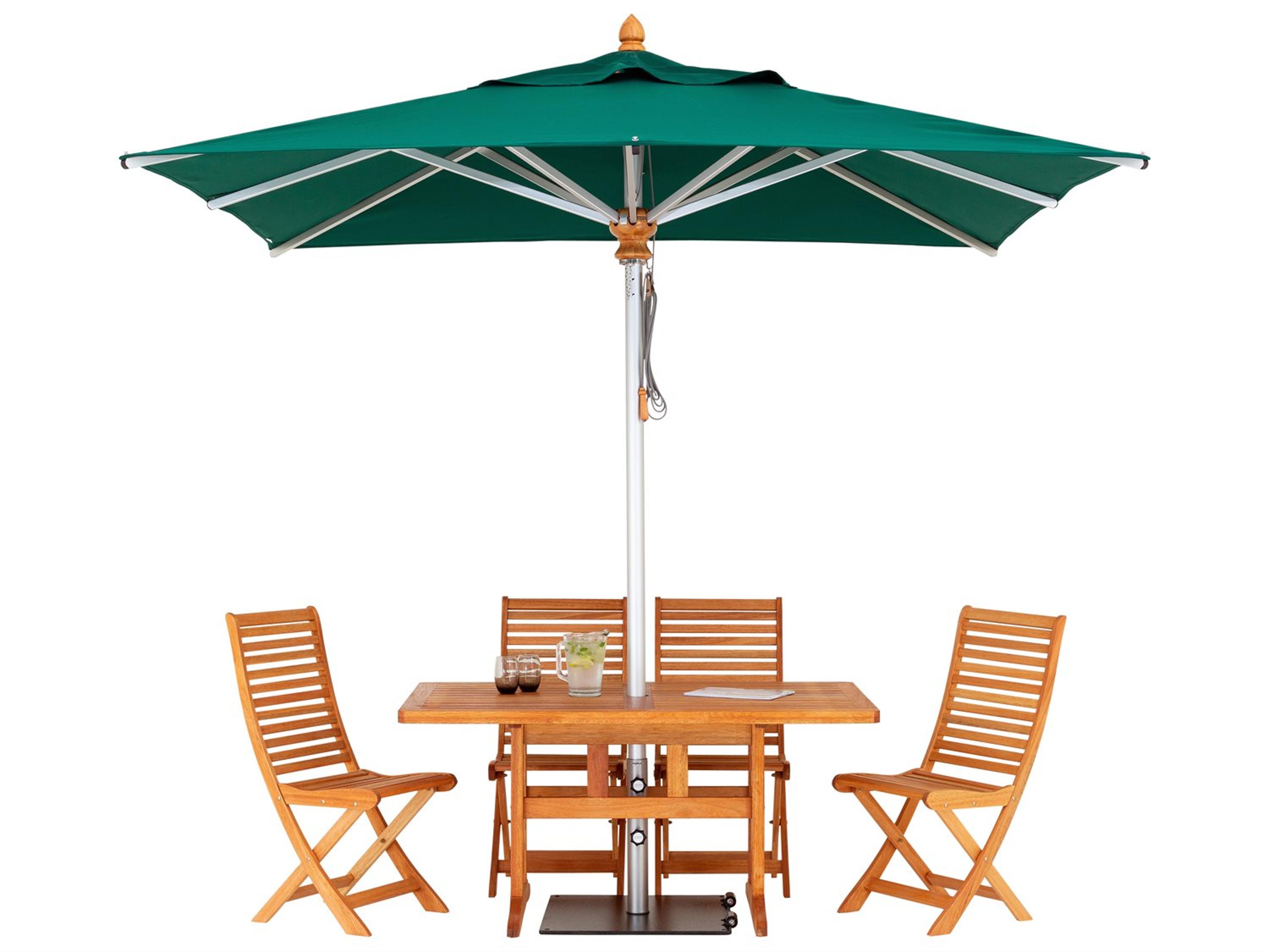 Woodline Shade Solutions Bravura Aluminum 9.4 Foot Square Pulley Lift Outdoor Patio Umbrella