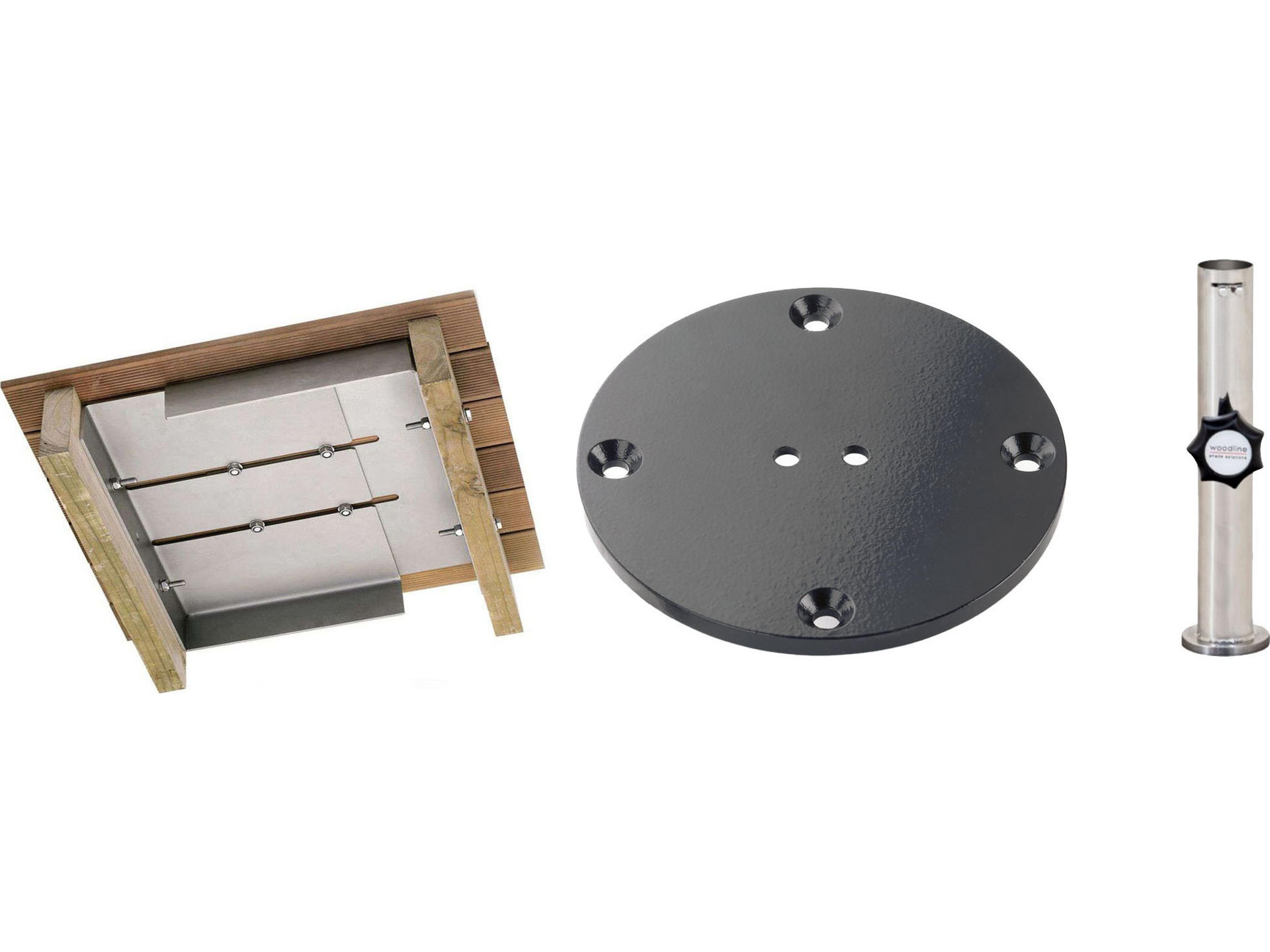 Woodline Shade Solutions Stainless Steel Universal Bellow Deck Mount with Universal Plate - 15 Foot Tube