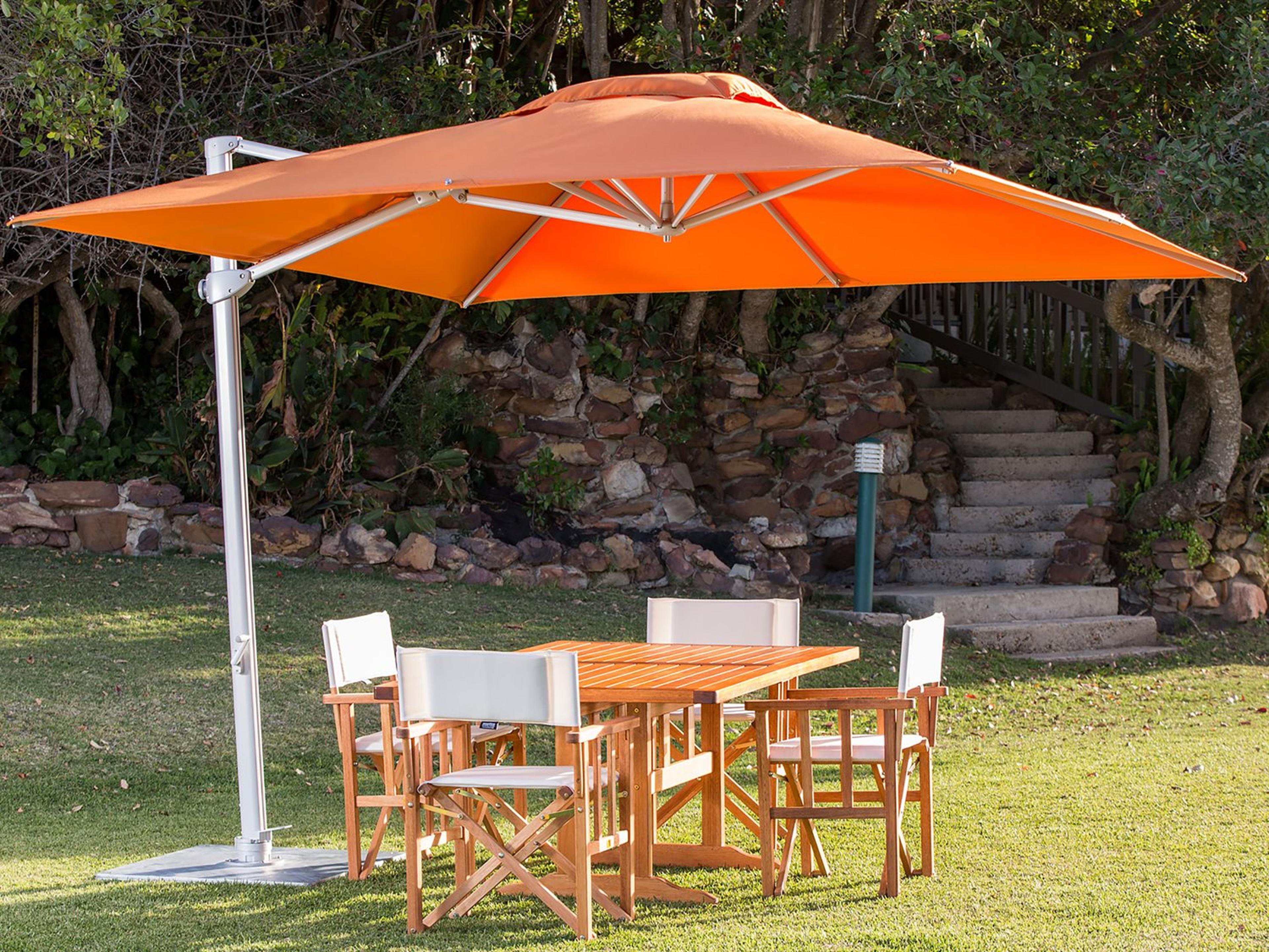 Woodline Shade Solutions Pavone Aluminum Cantilever 9.8 Foot Square Crank Lift Patio Umbrella