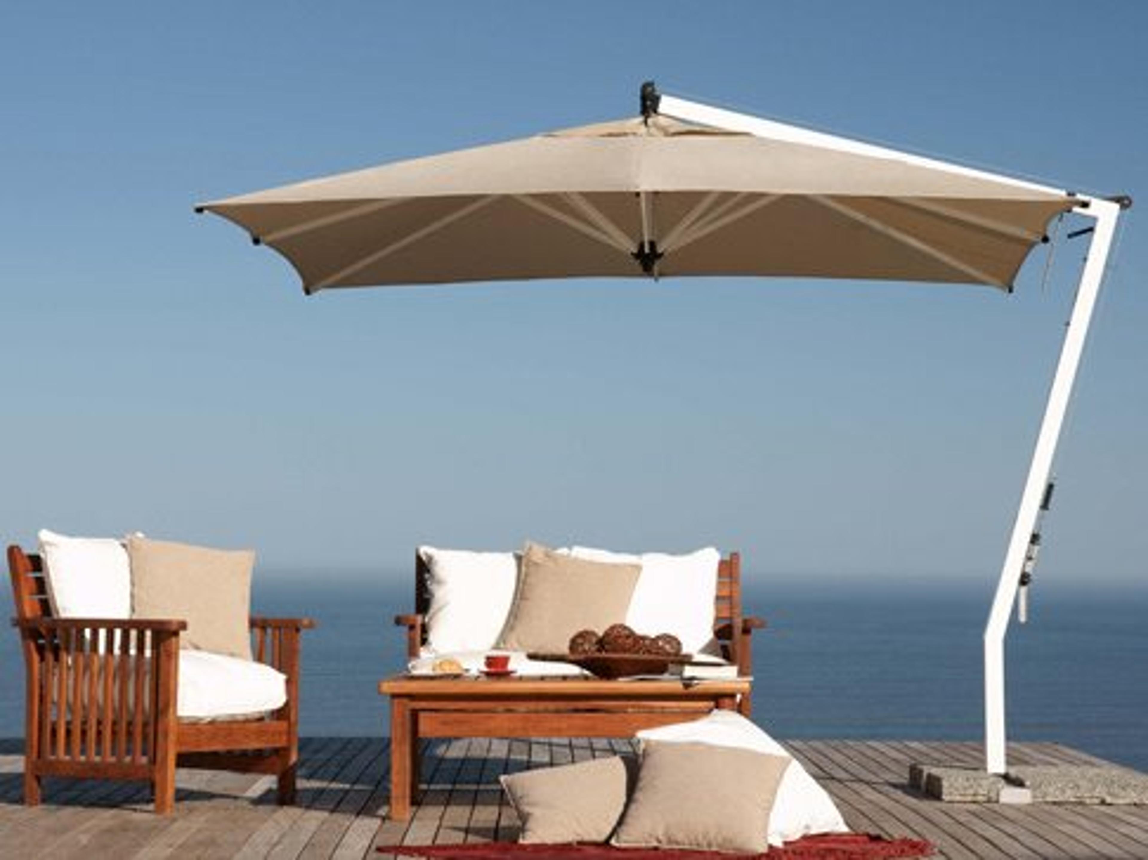 Woodline Shade Solutions Picollo Aluminum Cantilever 9.8 Foot Square Crank Lift Outdoor Umbrella