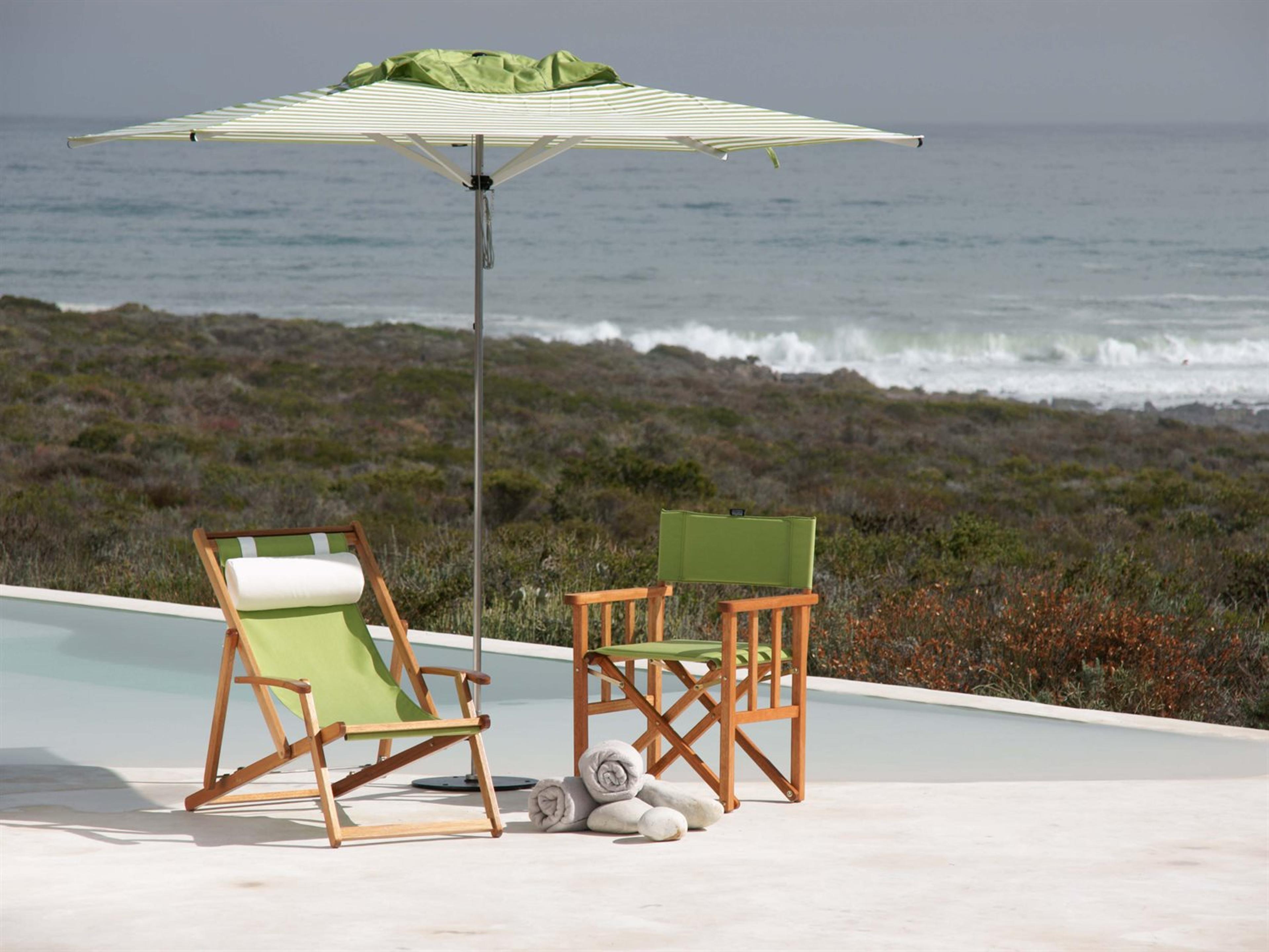 Woodline Shade Solutions Swift Stainless Steel Telescopic 6.6 Foot Square Pulley Lift Outdoor Patio Umbrella