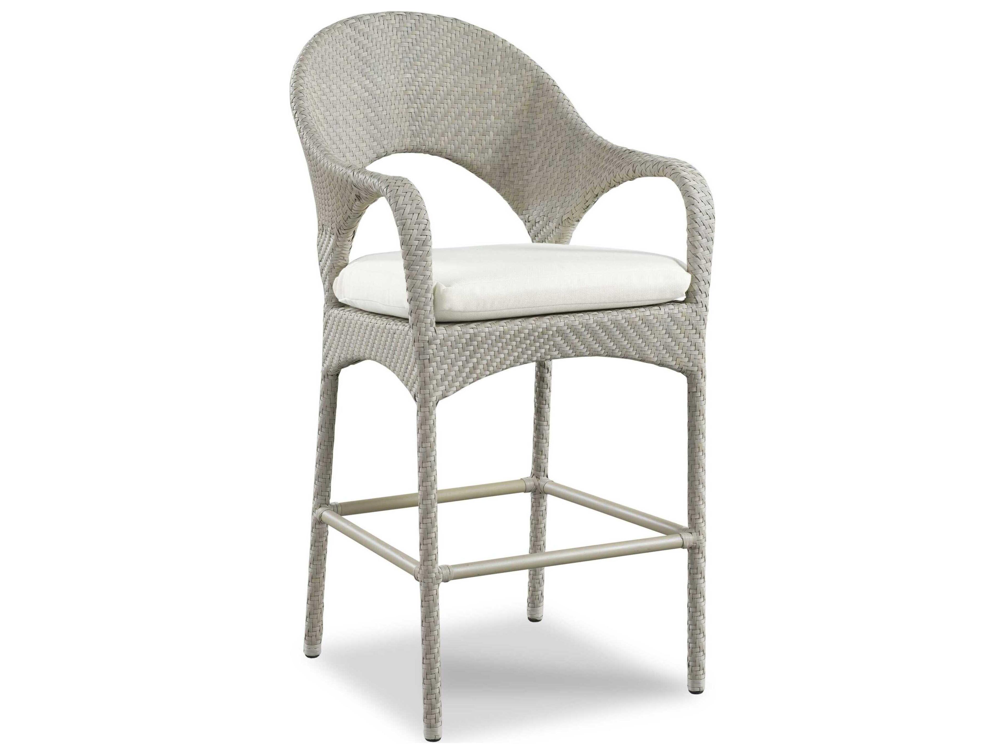 Woodbridge Outdoor Saint Lucia Floral Gray Aluminum Wicker Cushion Bar Stool