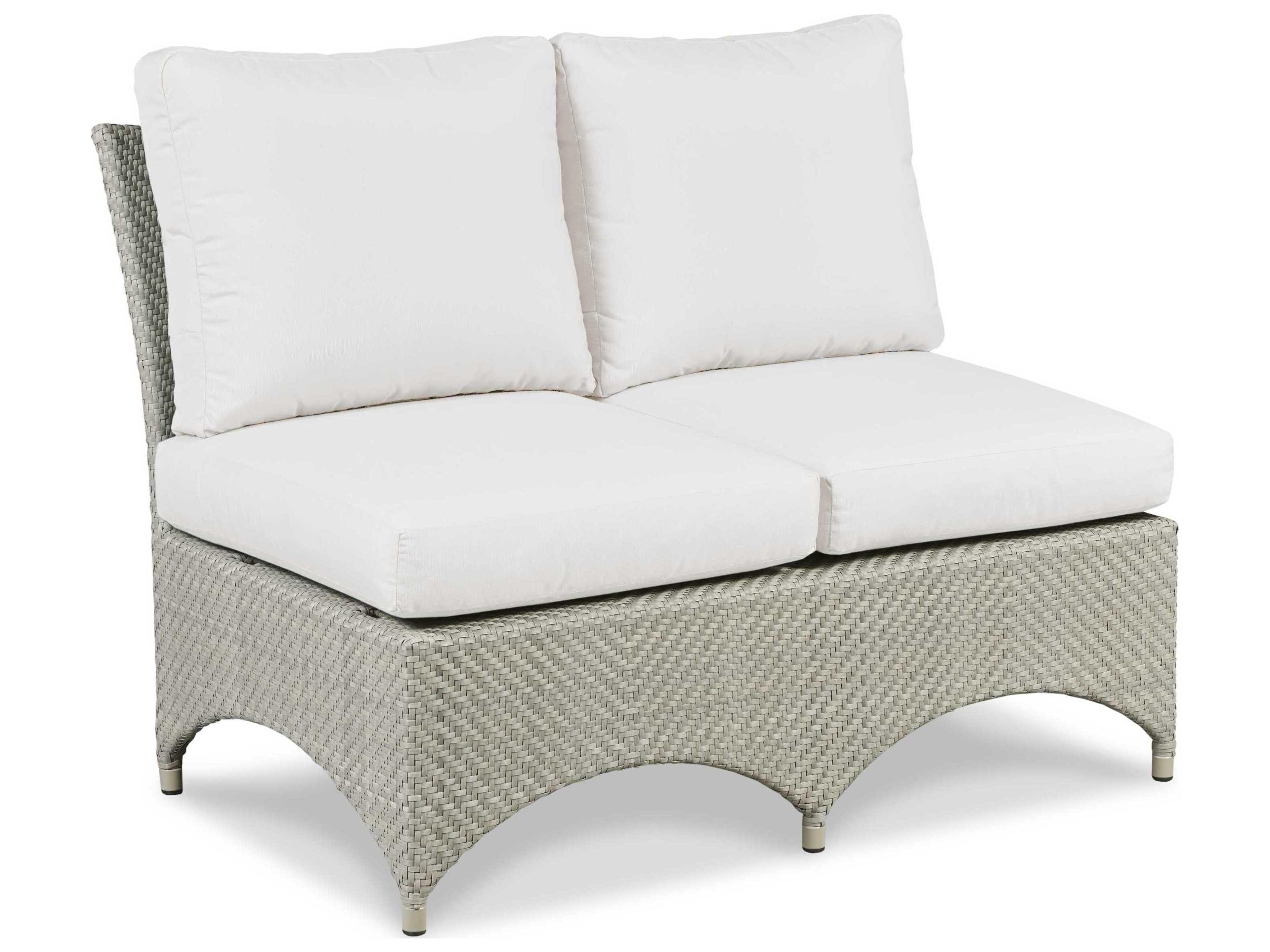 Saint Lucia Floral Gray Aluminum Wicker Cushion Loveseat