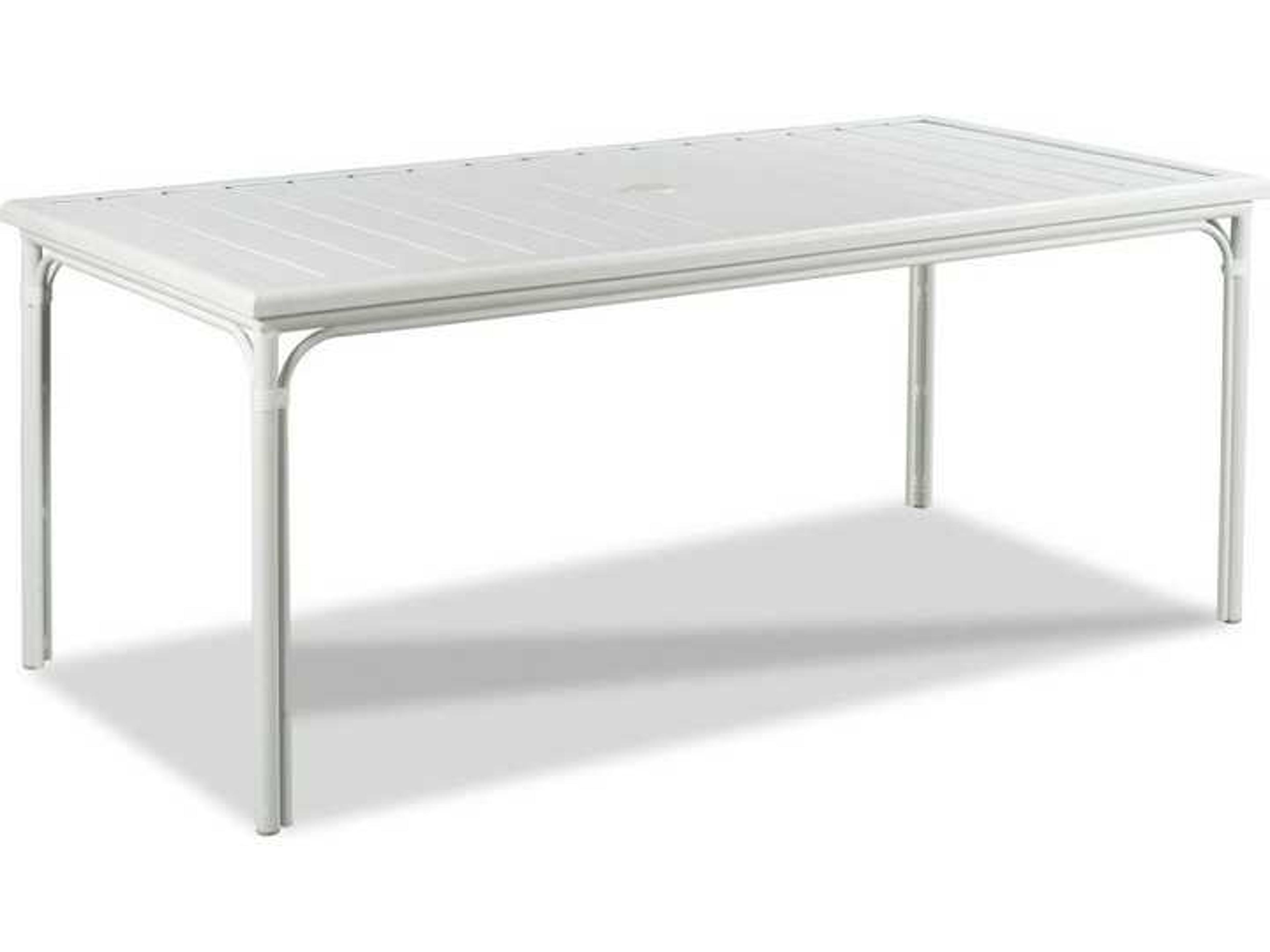 Woodbridge Outdoor Carlyle Cloud White Aluminum Rectangular Umbrella Hole Dining Table
