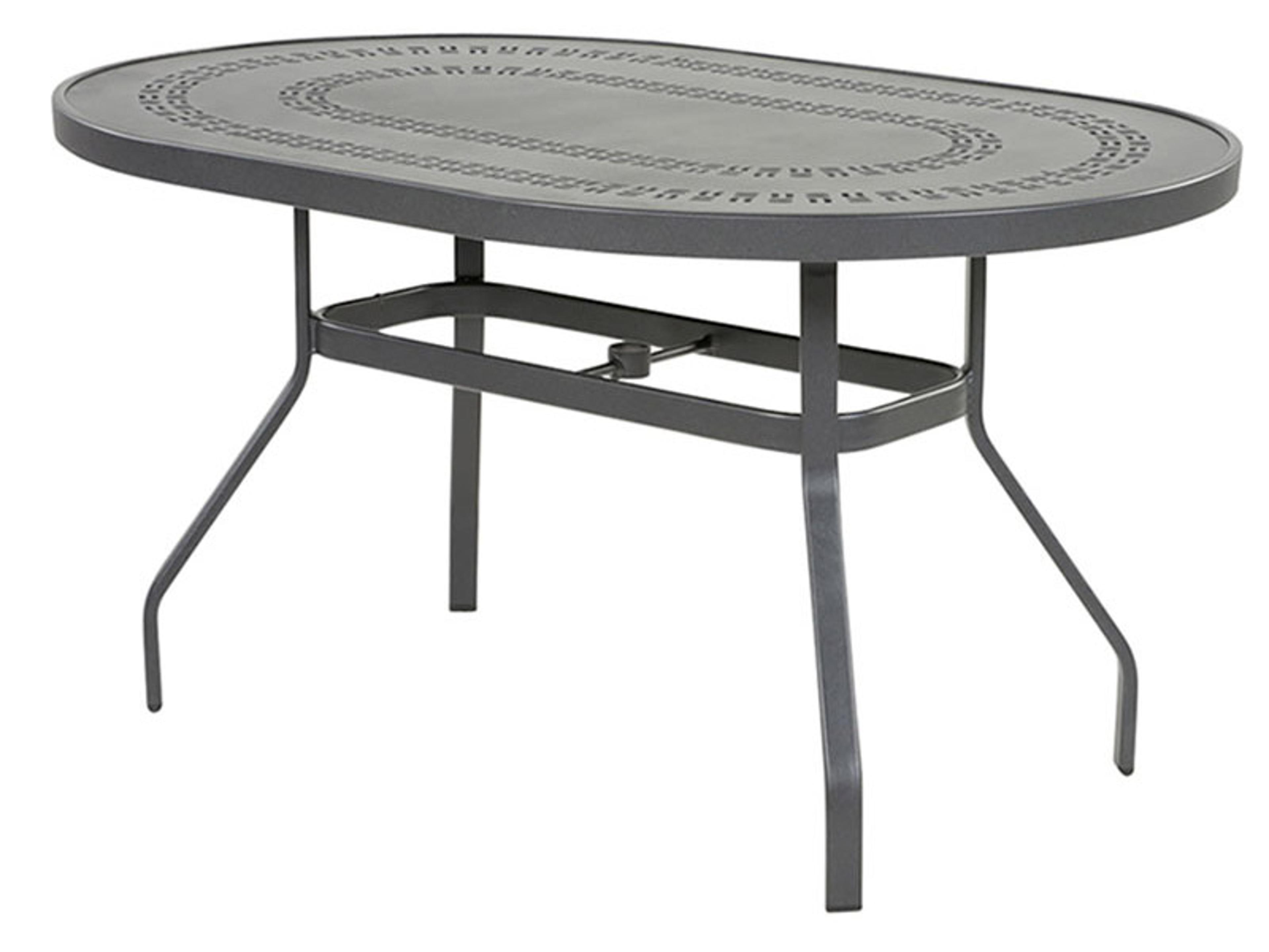 Windward Design Group Mayan Punched Aluminum Oval Patio Dining Table with Umbrella Hole