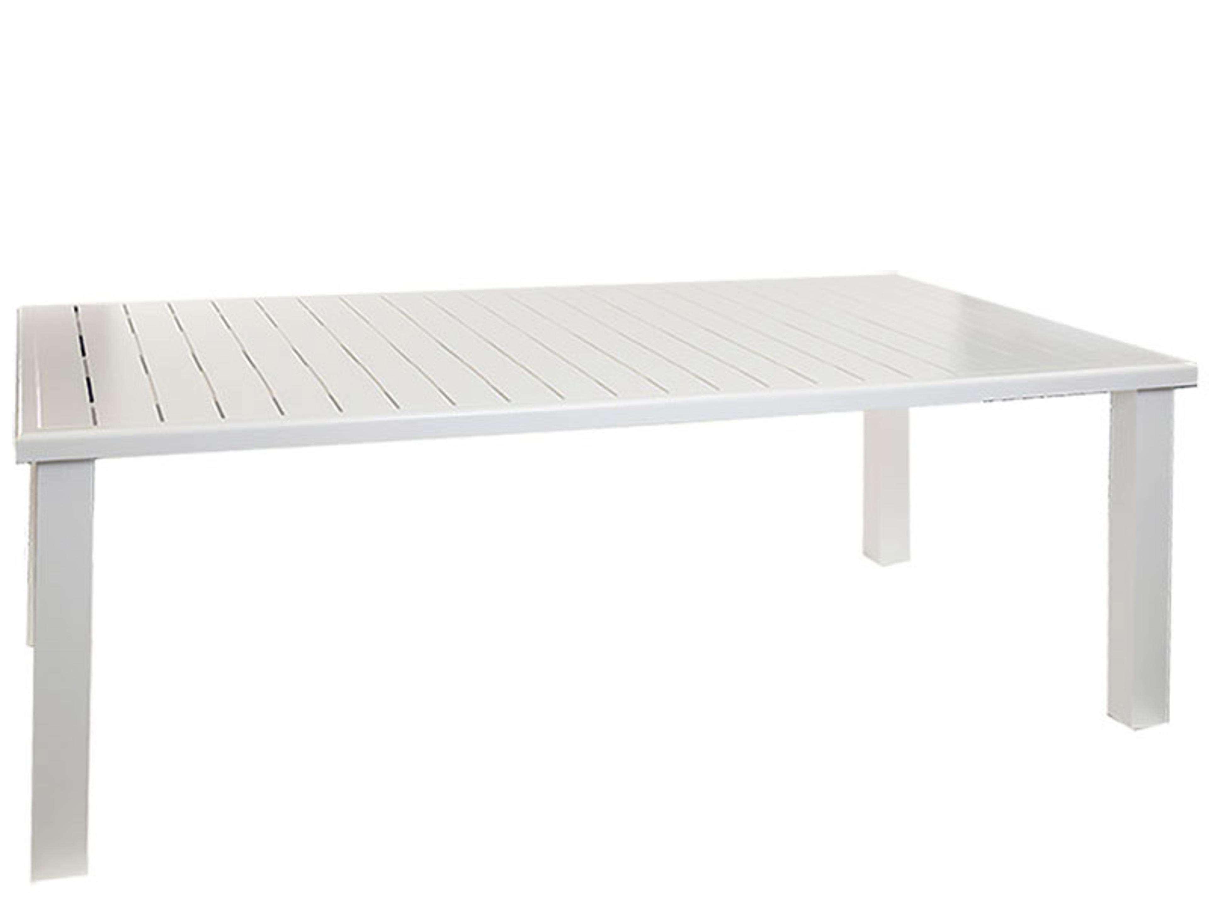 Windward Design Group Aspen Aluminum Rectangular Outdoor Patio Dining Table with Umbrella Hole