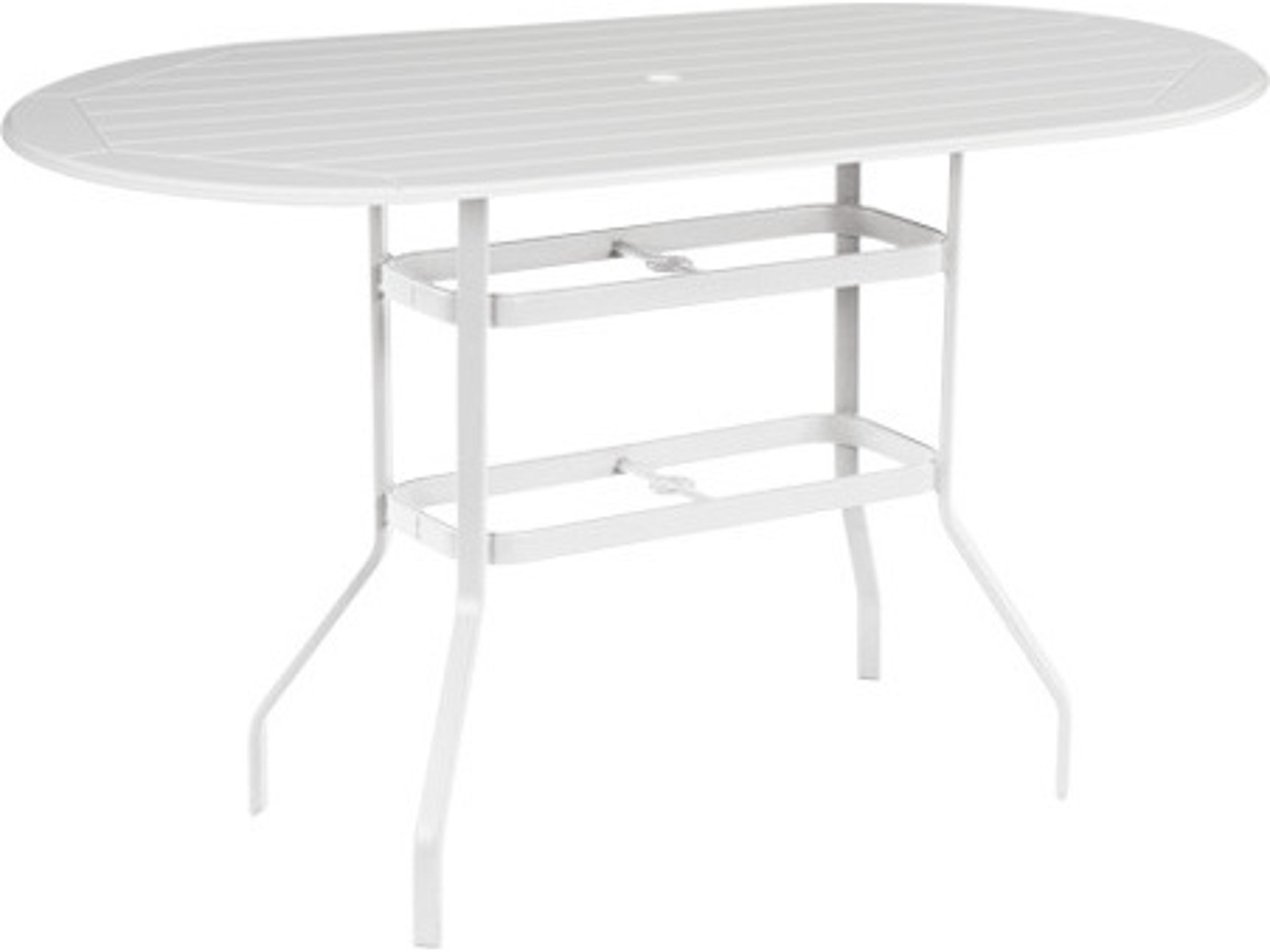 Windward Design Group Newport MGP Aluminum Oval Outdoor Patio Bar Table with Umbrella Hole